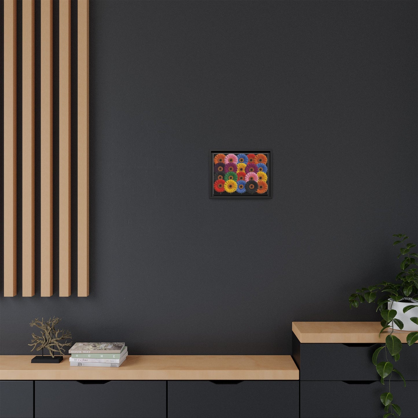 Framed Matte Canvas - Rainbow Gerbera Daisy Wall Art