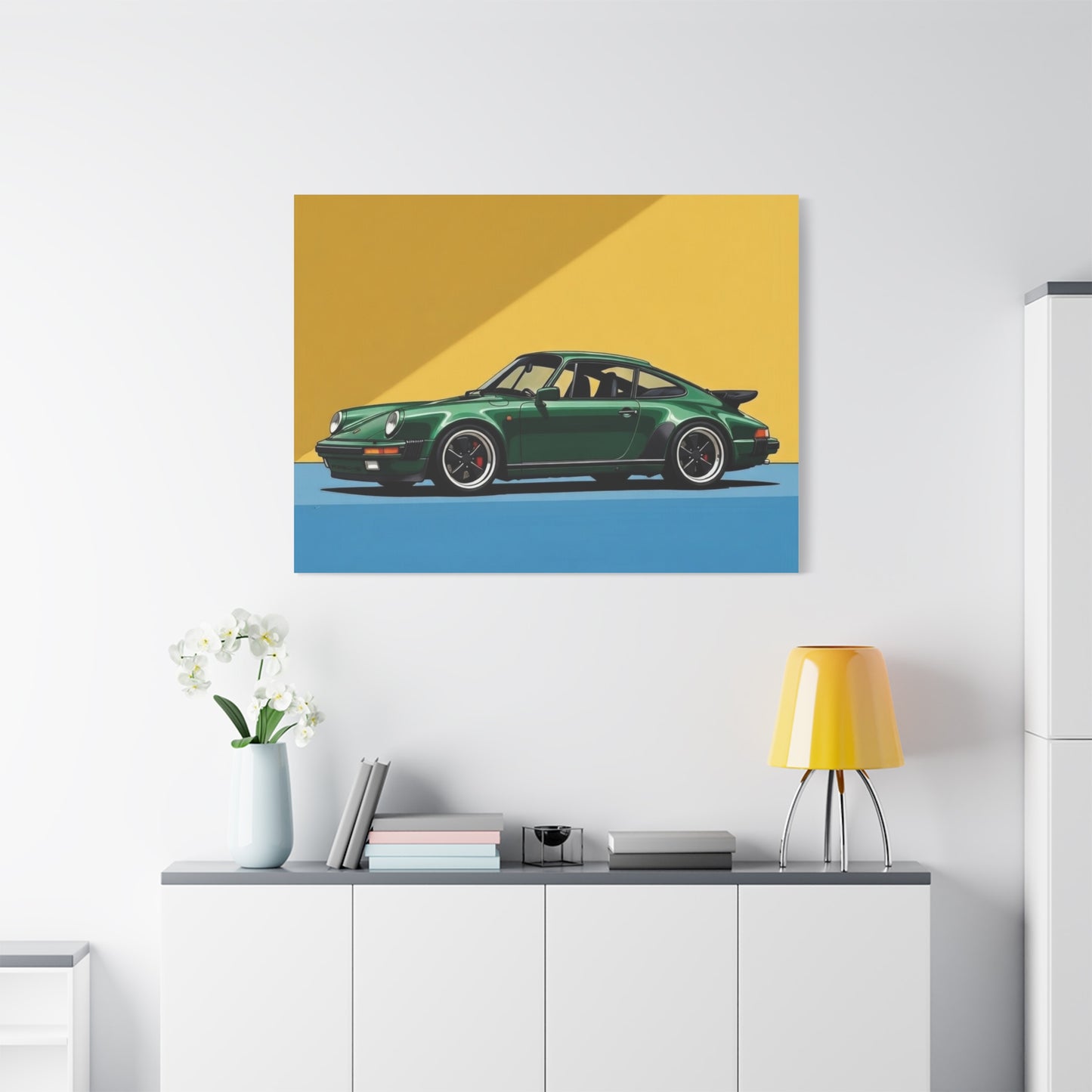 Vintage Green Porsche Art Print - Matte Stretched Canvas