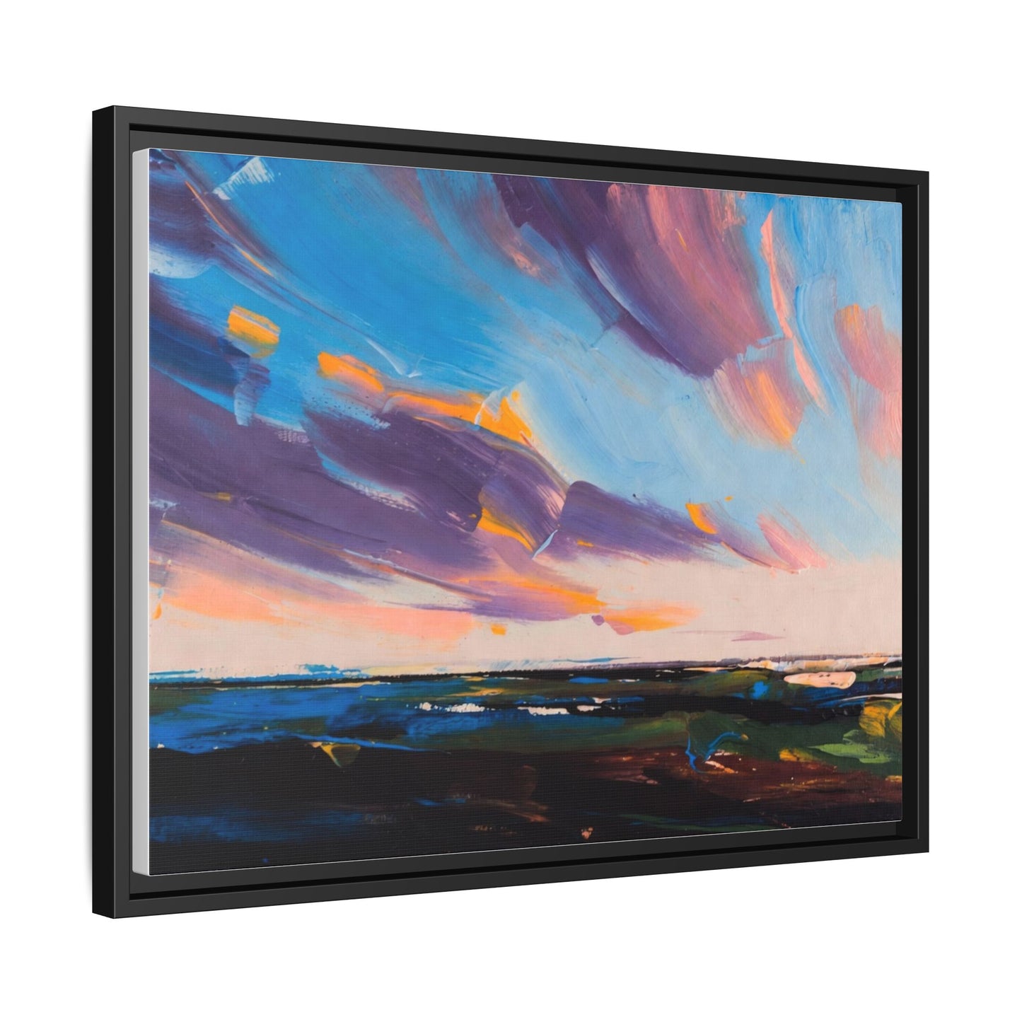 Framed Matte Canvas Abstract Seascape Sunset Art Print