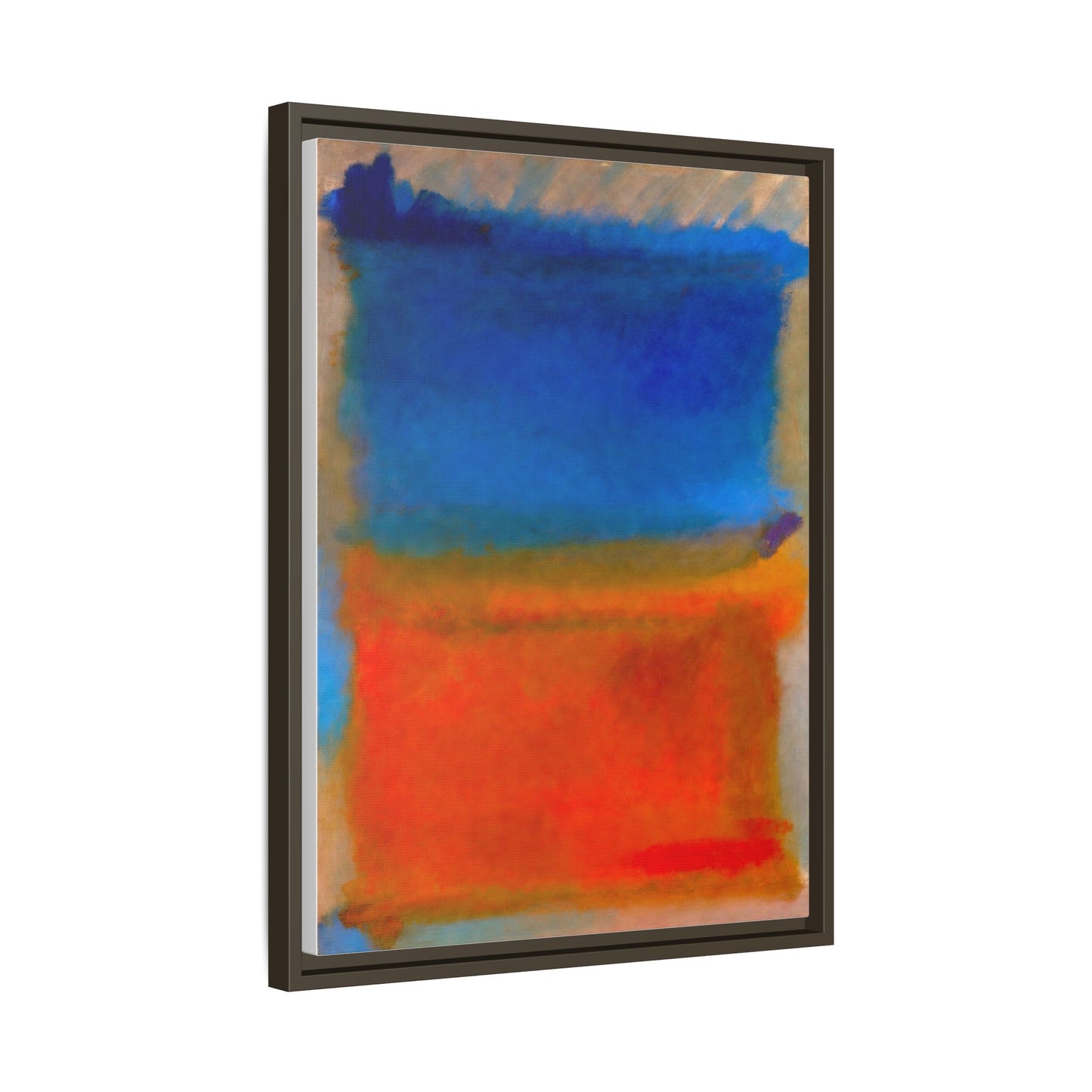 Abstract Color Block Matte Canvas Framed Wall Art — Blue & Orange Modern Painting