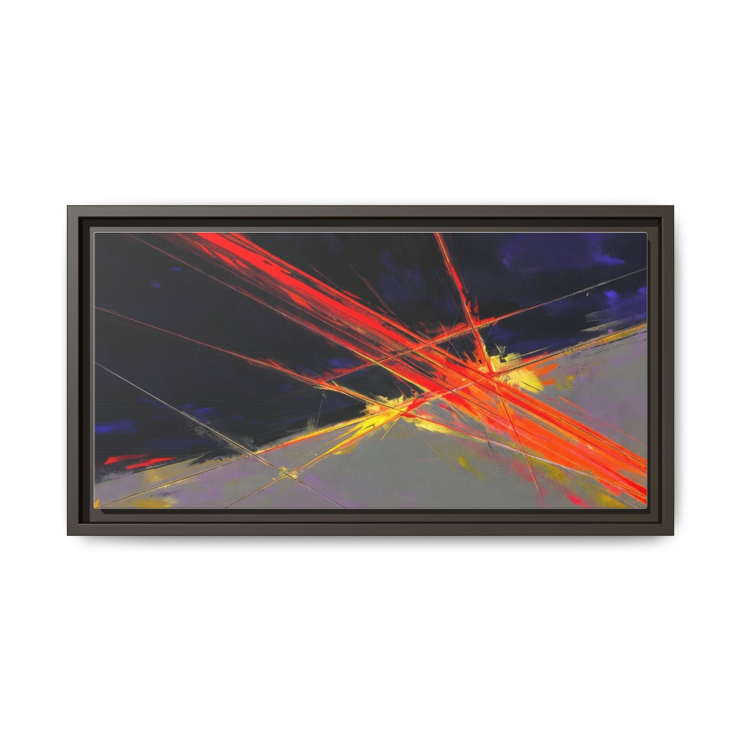 Abstract Red Streaks Framed Matte Canvas Art — Modern Multi‑Color Wall Decor
