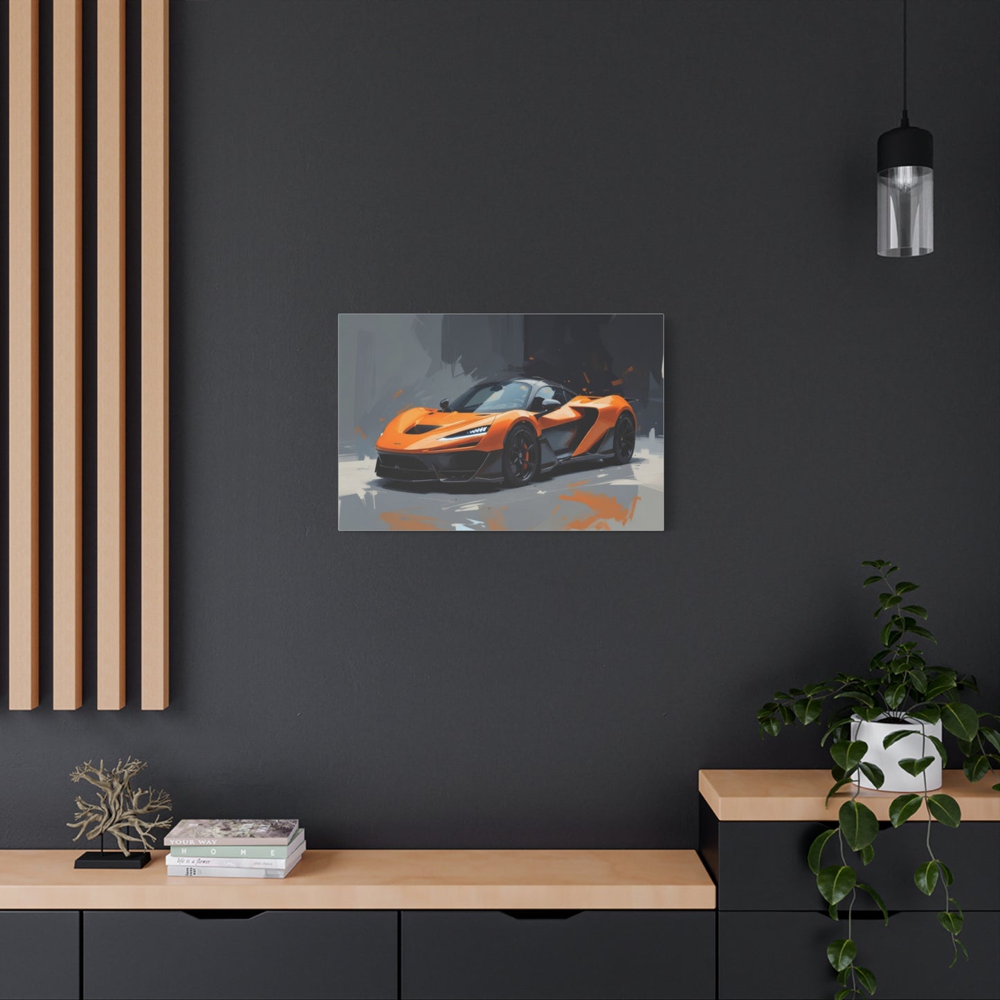 Orange Supercar Matte Canvas Wall Art – Stretched 1.25" Sports Car Print