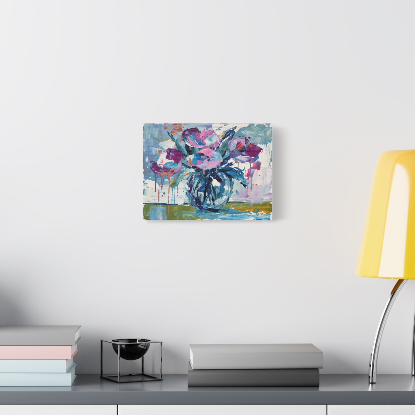 Abstract Floral Canvas Wall Art — Colorful Bouquet Matte Stretched Canvas