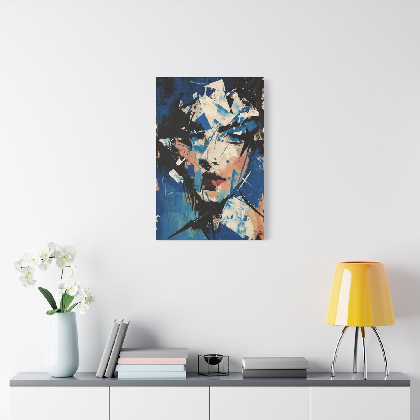 Abstract Blue Portrait Canvas Print — Modern Stretched Wall Art