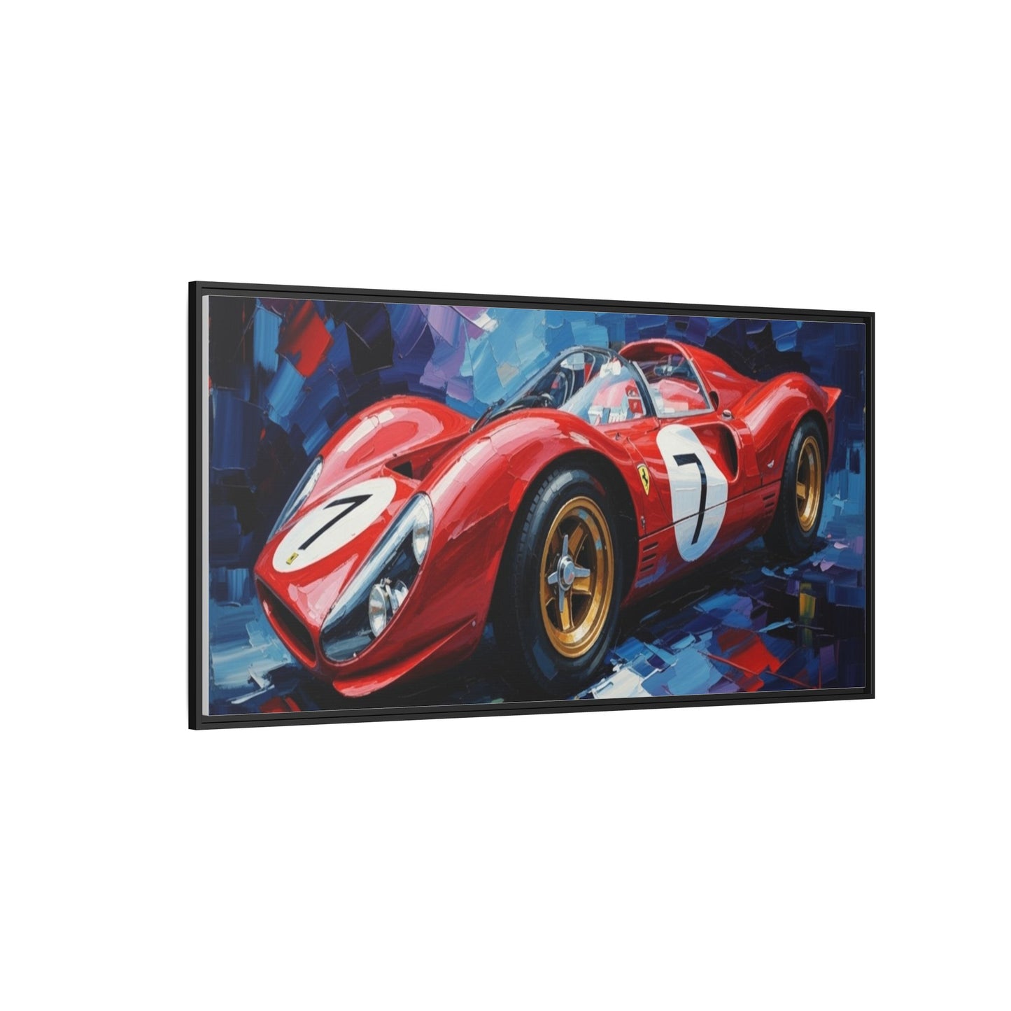 Vintage Ferrari Red Racecar Matte Canvas Framed Wall Art