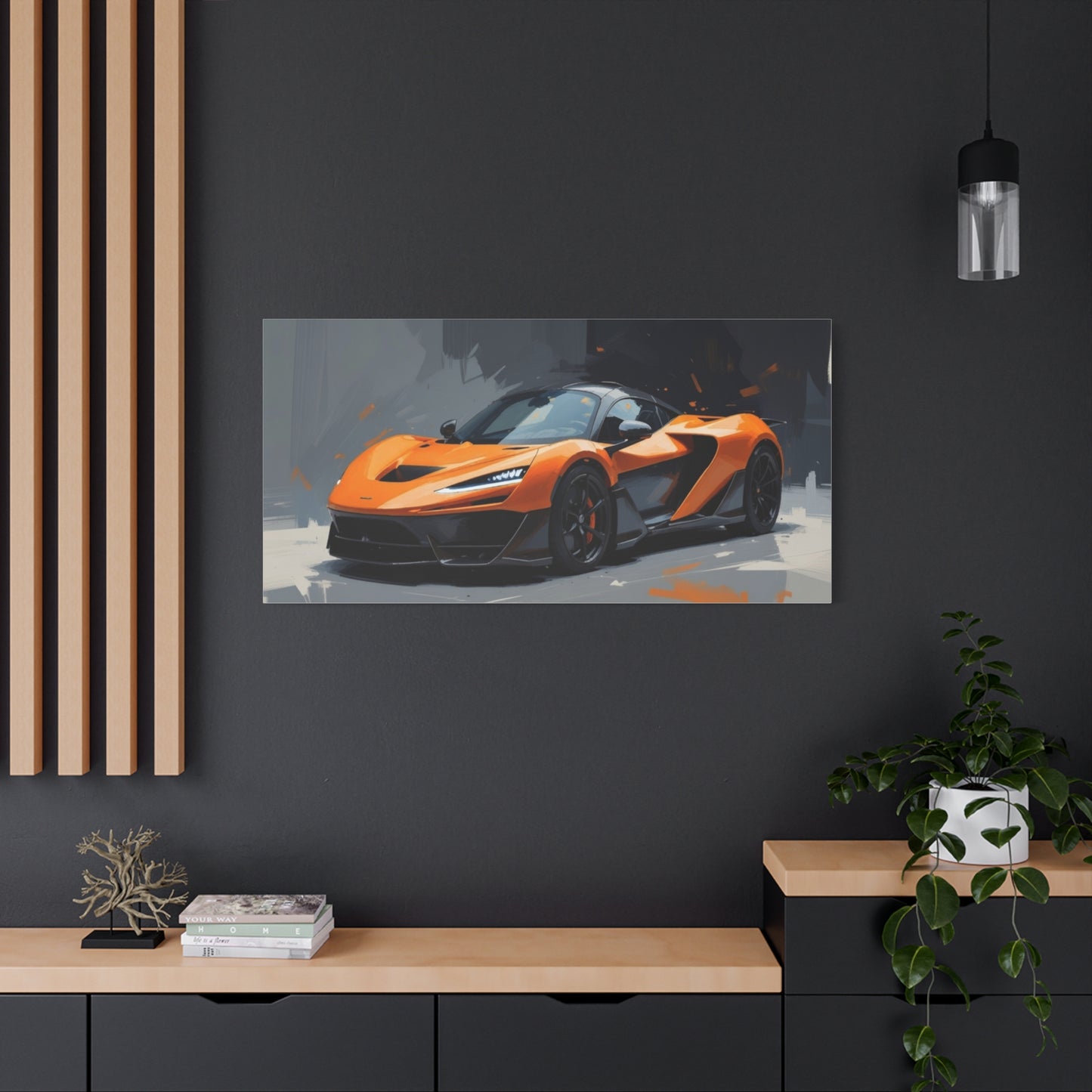 Orange Supercar Matte Canvas Wall Art – Stretched 1.25" Sports Car Print