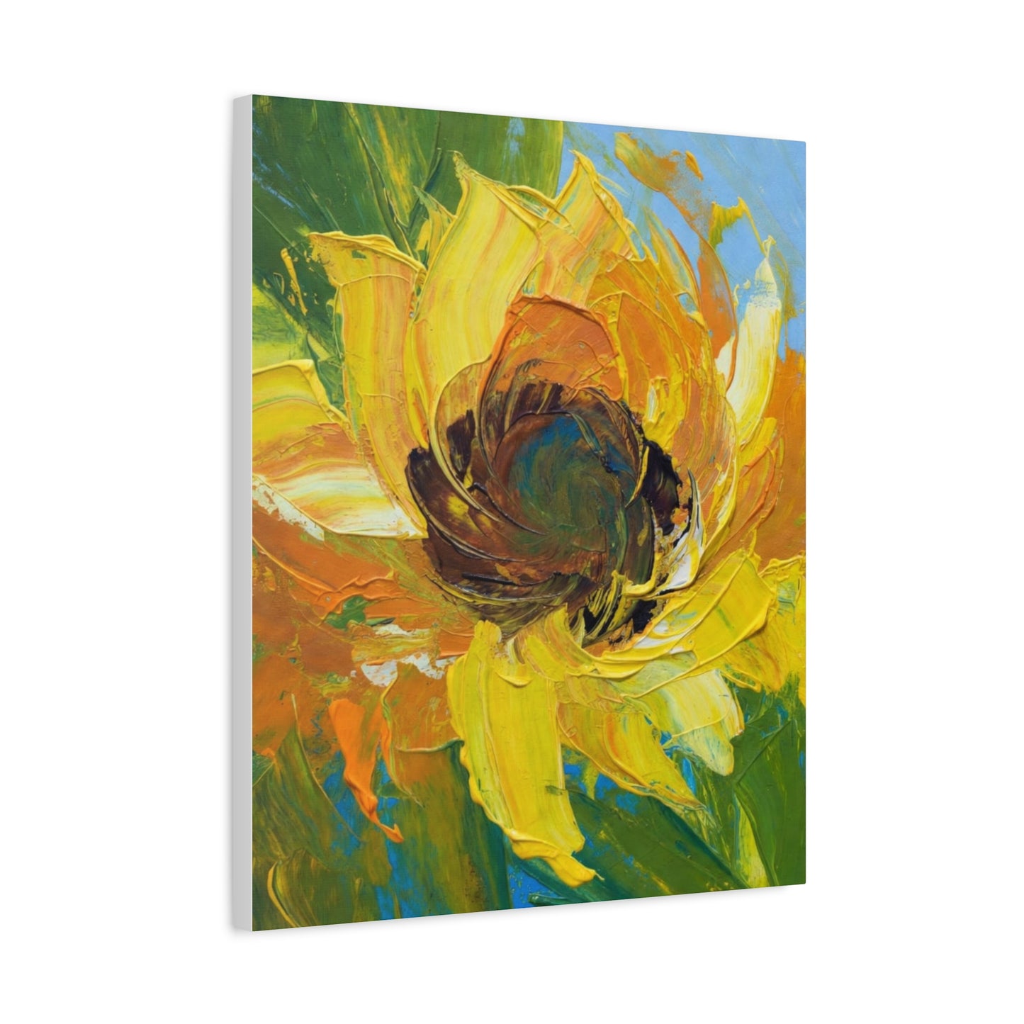 Sunflower Abstract Matte Canvas Wall Art — Bright Floral Painting on Stretched Canvas