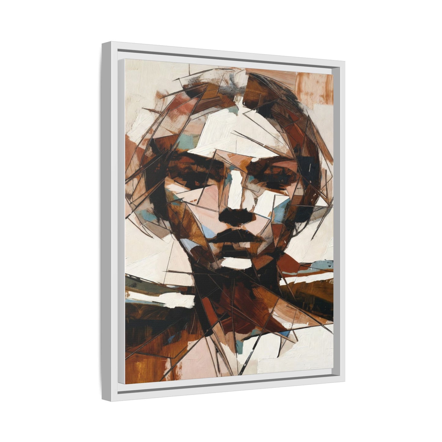 Abstract Woman Portrait Matte Canvas Framed — Geometric Multi-Color Wall Art