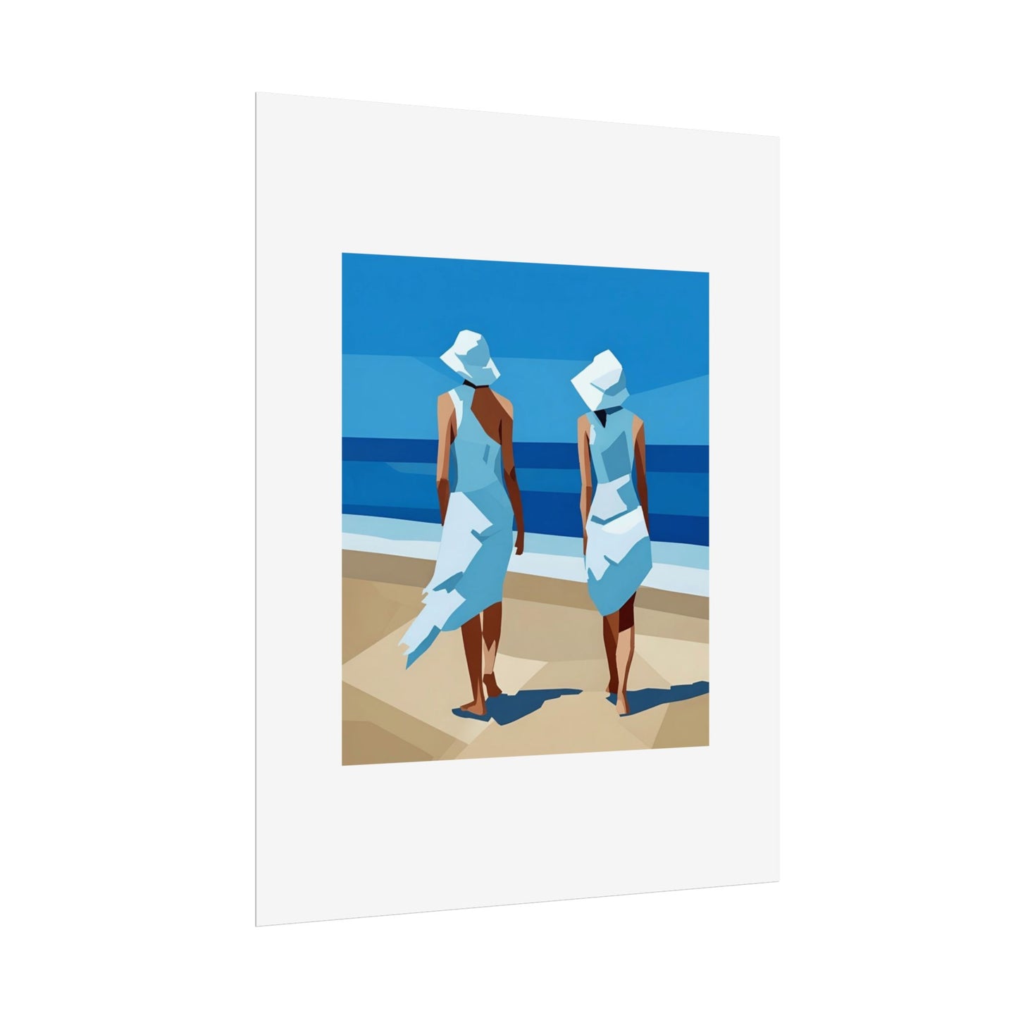 Beach Stroll Art Poster — Minimalist Coastal Print (Rolled Poster)