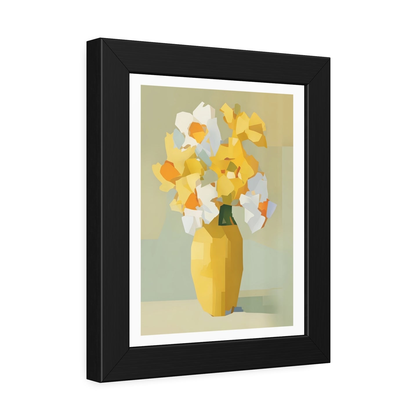 Framed Poster — Yellow Floral Vase Wall Art (Modern Abstract Bouquet)