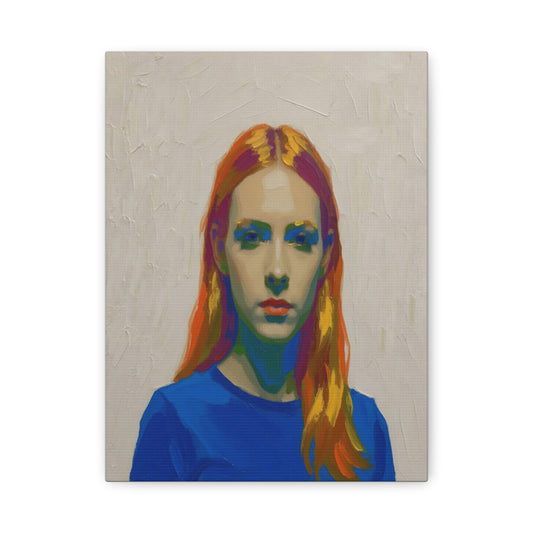 Modern Pop Portrait Canvas — Colorful Woman Matte Stretched Wall Art