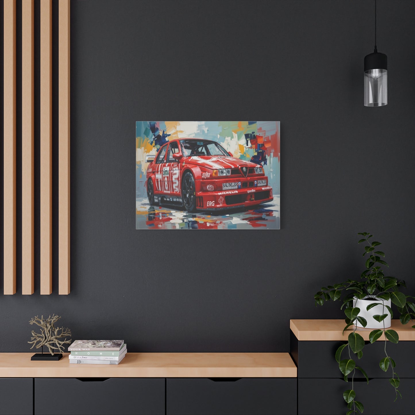 Racing Alfa Romeo Canvas Print — Red Race Car Stretched Wall Art