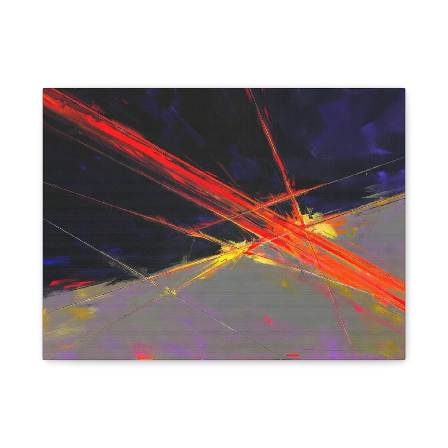Abstract Red Streaks Matte Canvas Print — Modern Geometric Wall Art