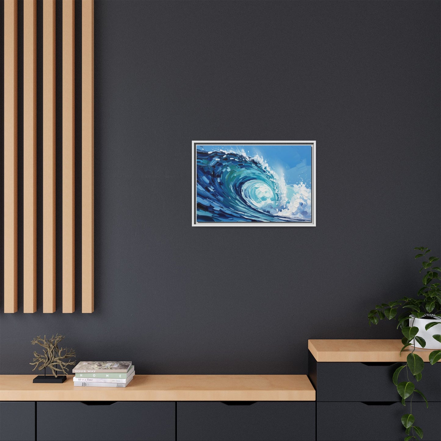 Framed Matte Canvas Wave Art — Blue Ocean Surf Wall Decor