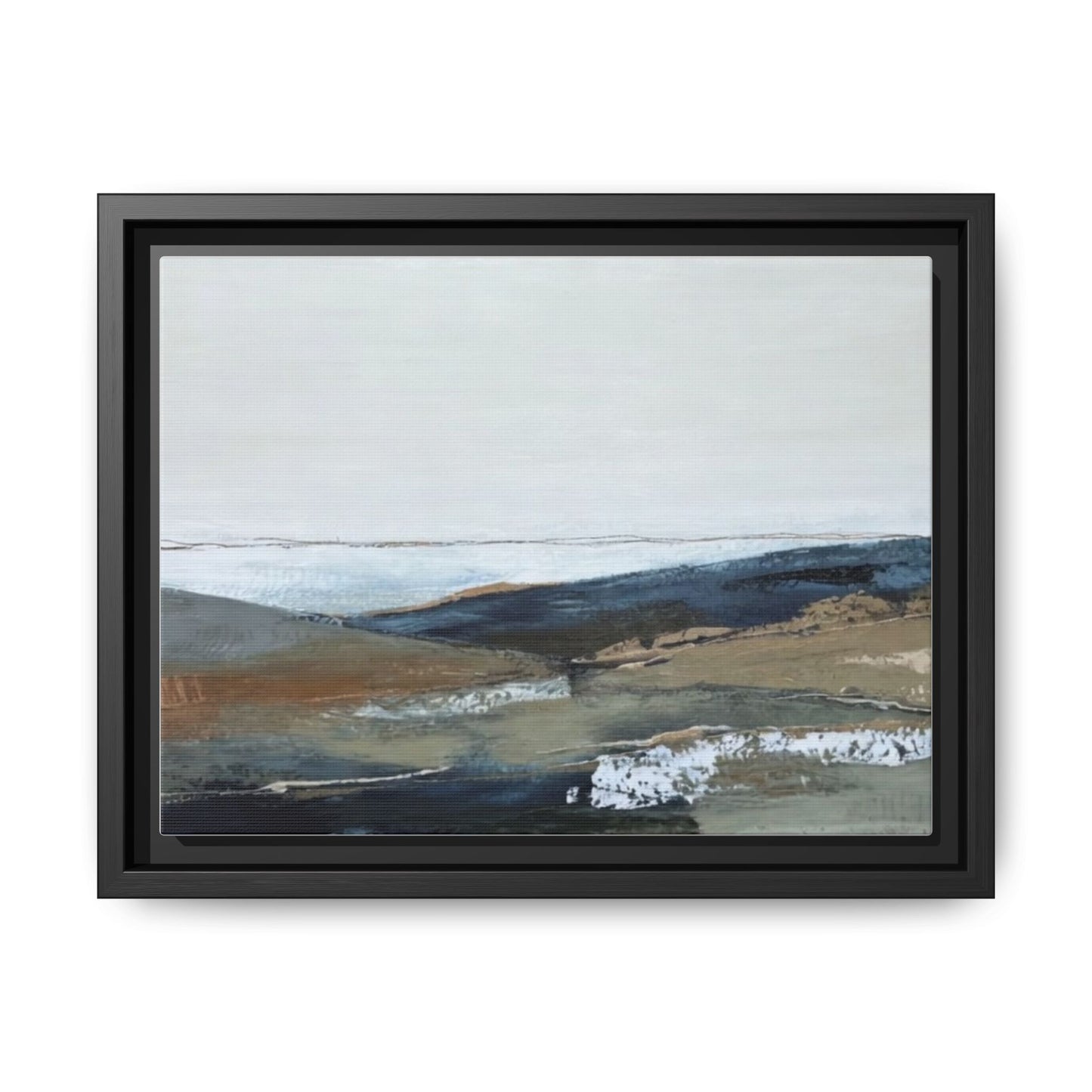 Framed Matte Canvas Wall Art — Serene Coastal Abstract Landscape