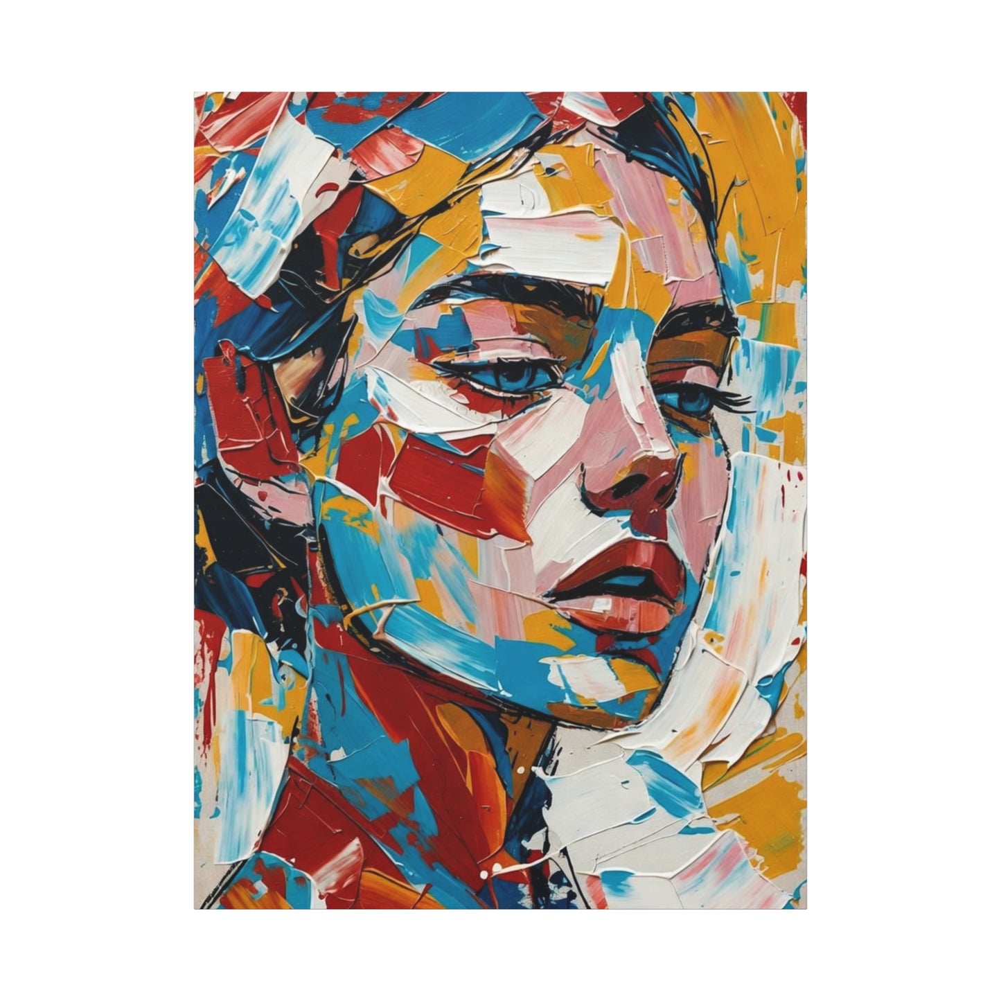 Abstract Colorful Portrait Matte Canvas Print — Modern Stretched Wall Art