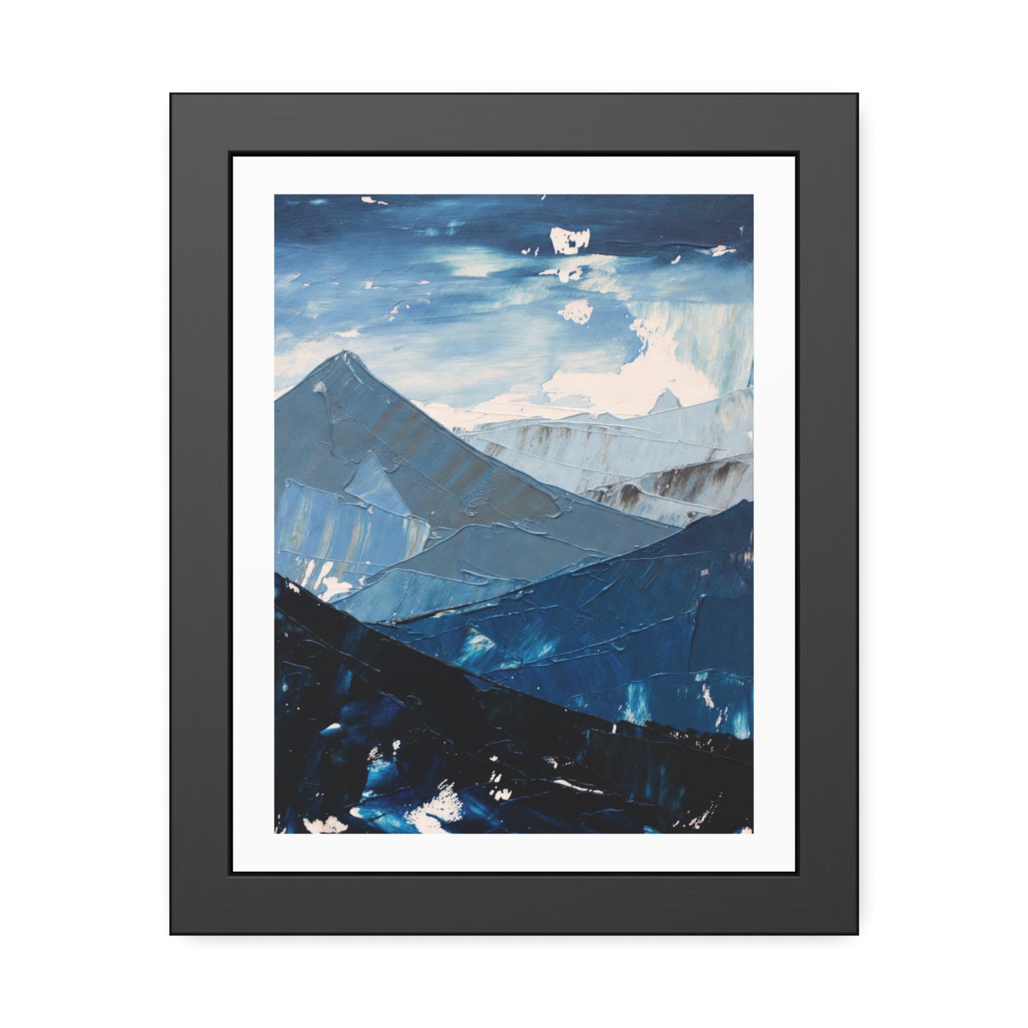 Blue Mountain Abstract Framed Poster — Scenic Wall Art Print