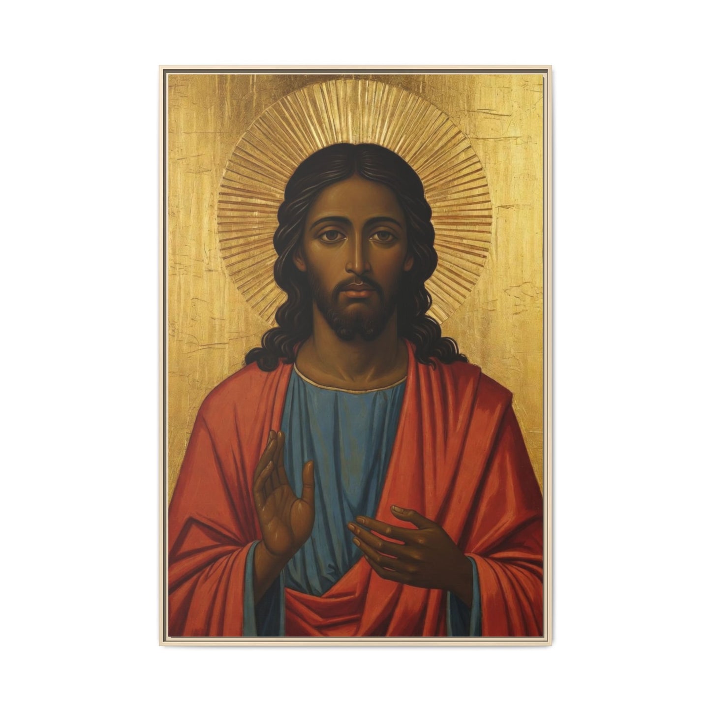 Framed Orthodox Christ Icon Matte Canvas — Religious Wall Art for Home, Church, or Prayer Corner