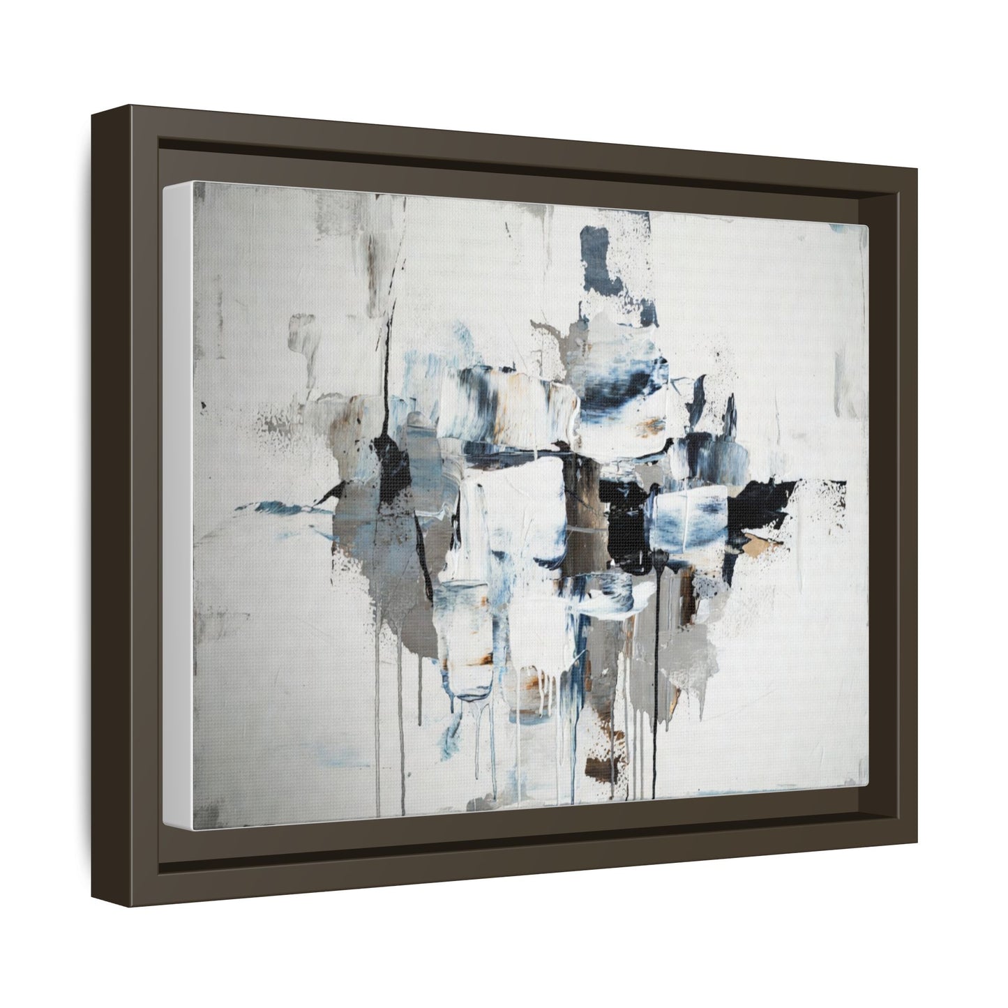 Framed Abstract Canvas Art — Blue Neutral Modern Wall Print
