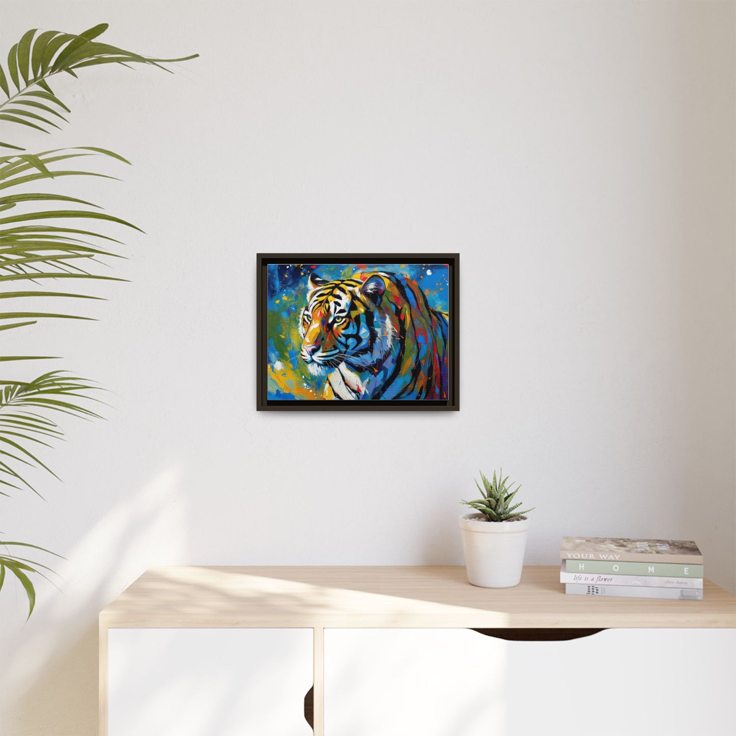 Colorful Tiger Matte Canvas Framed Art — Vibrant Wildlife Wall Decor