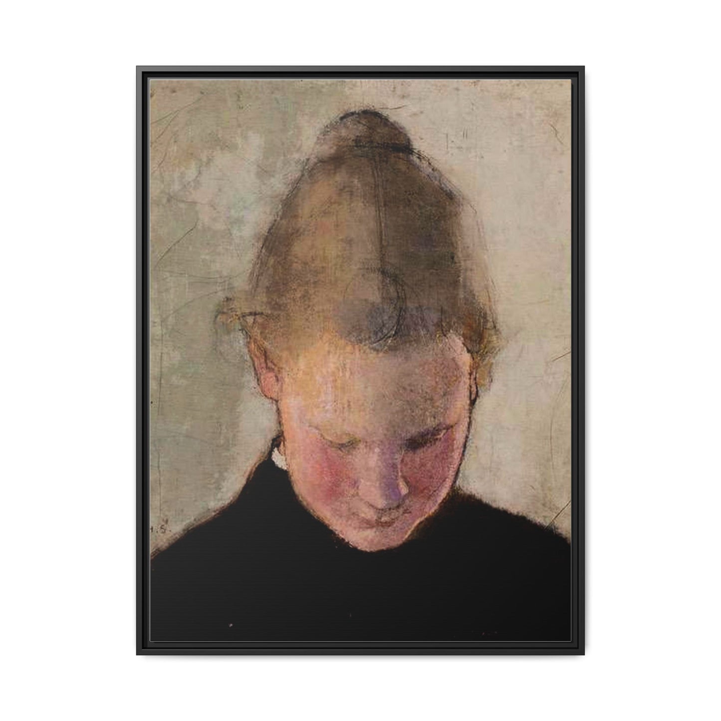Lukeva tytto by Helena Schjerfbeck Framed Matte Canvas Art Print