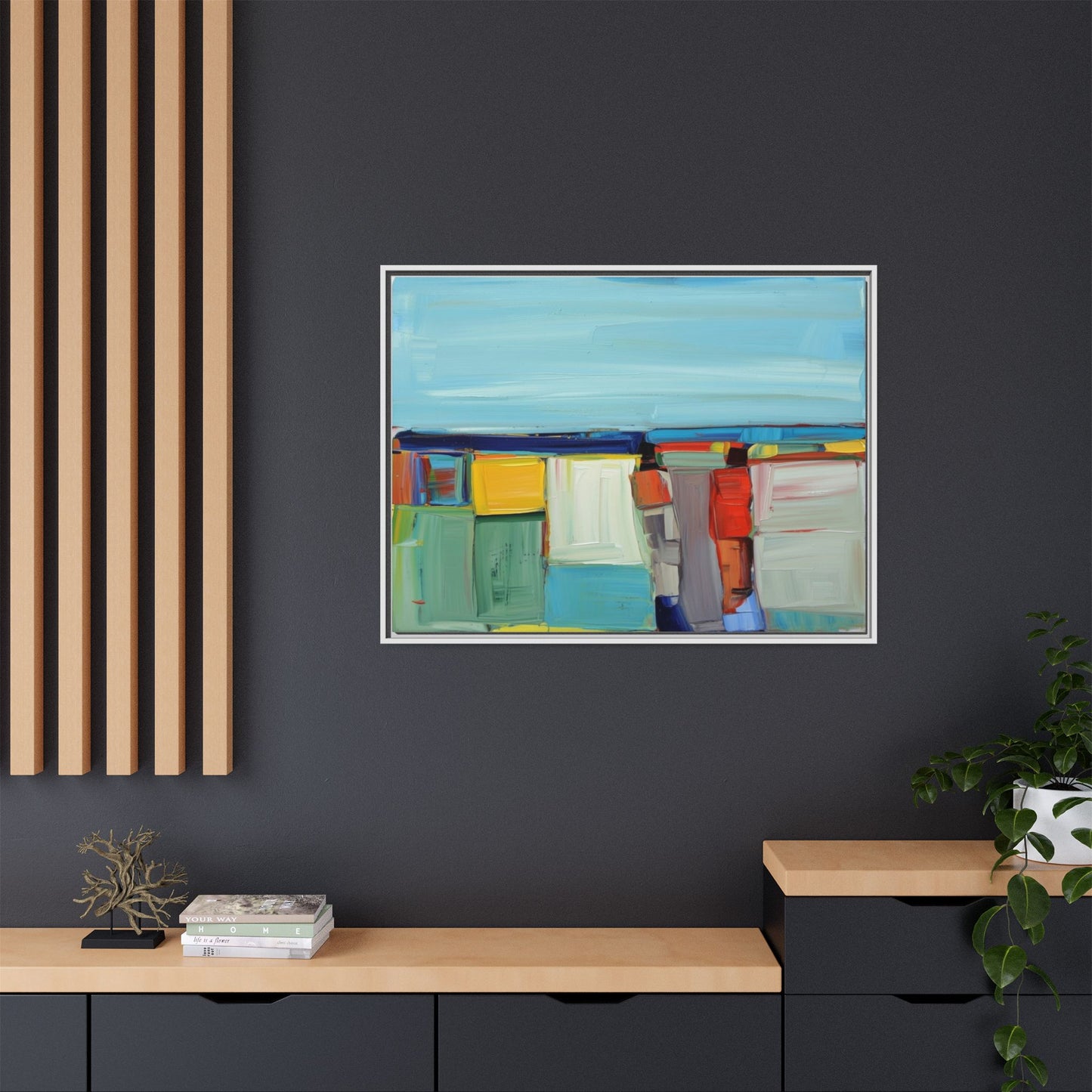 Abstract Coastal Blocks Matte Canvas Print (Framed)