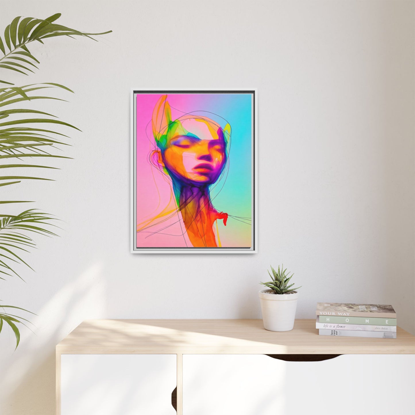 Framed Matte Canvas Art — Vibrant Abstract Portrait Wall Print