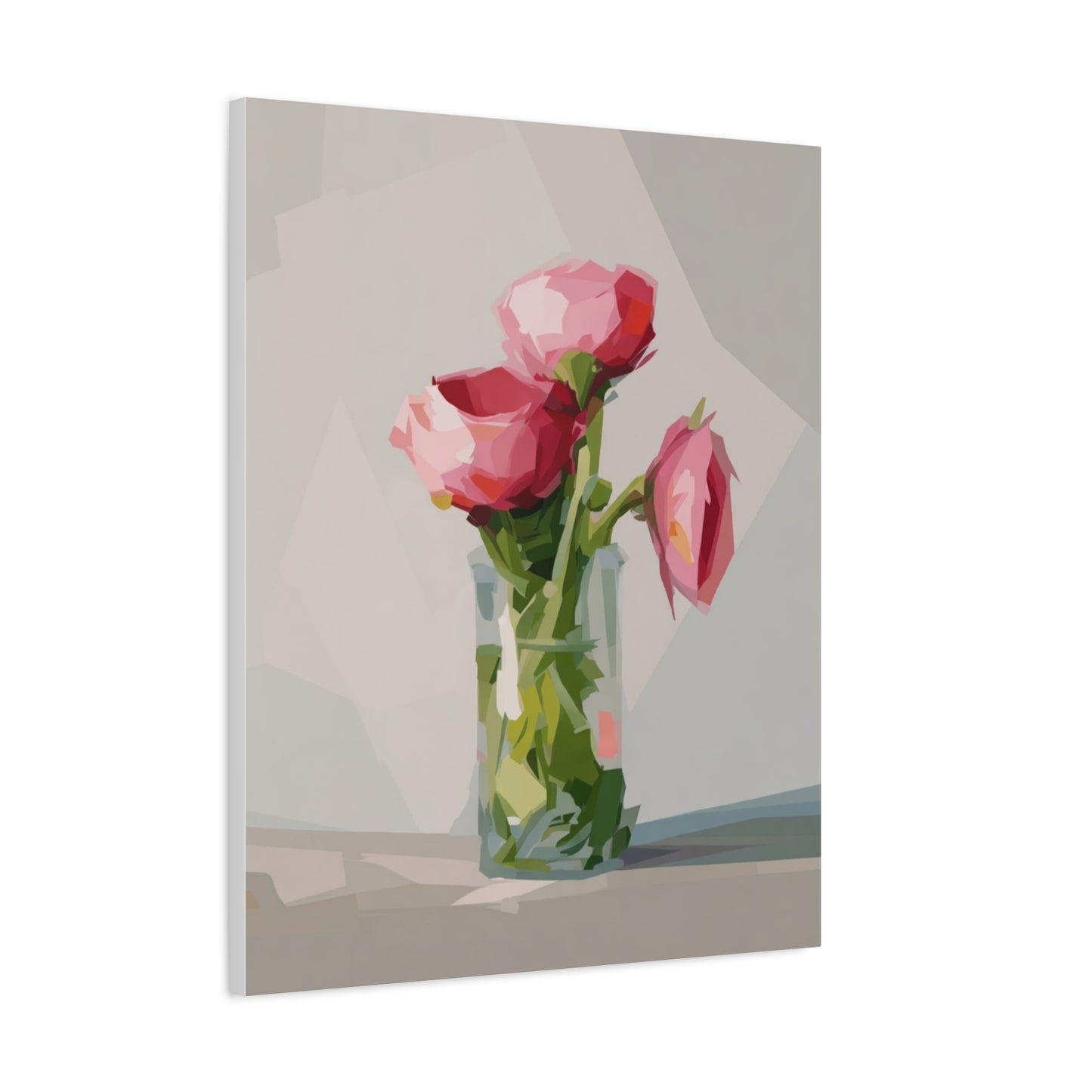 Pink Floral Vase Canvas Print — Stretched Matte Wall Art