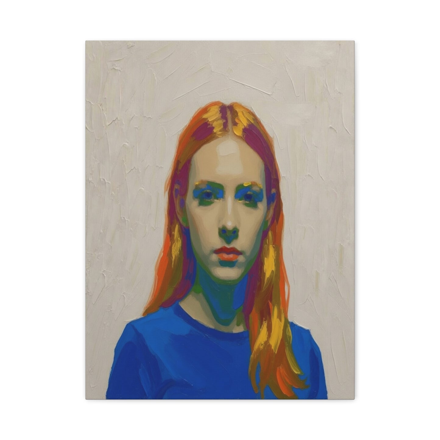 Modern Pop Portrait Canvas — Colorful Woman Matte Stretched Wall Art