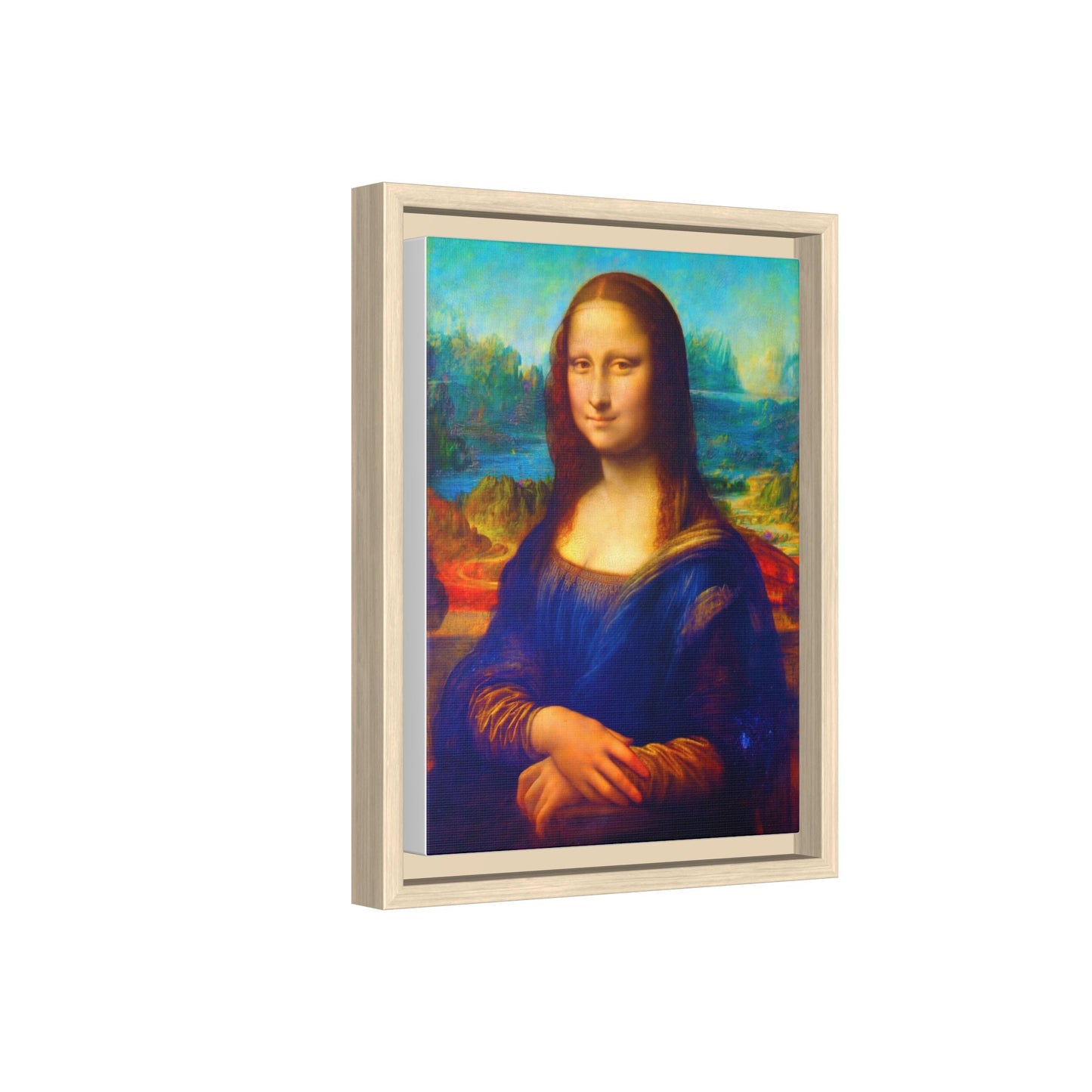 Framed Matte Canvas Print — Colorful Mona Lisa Wall Art