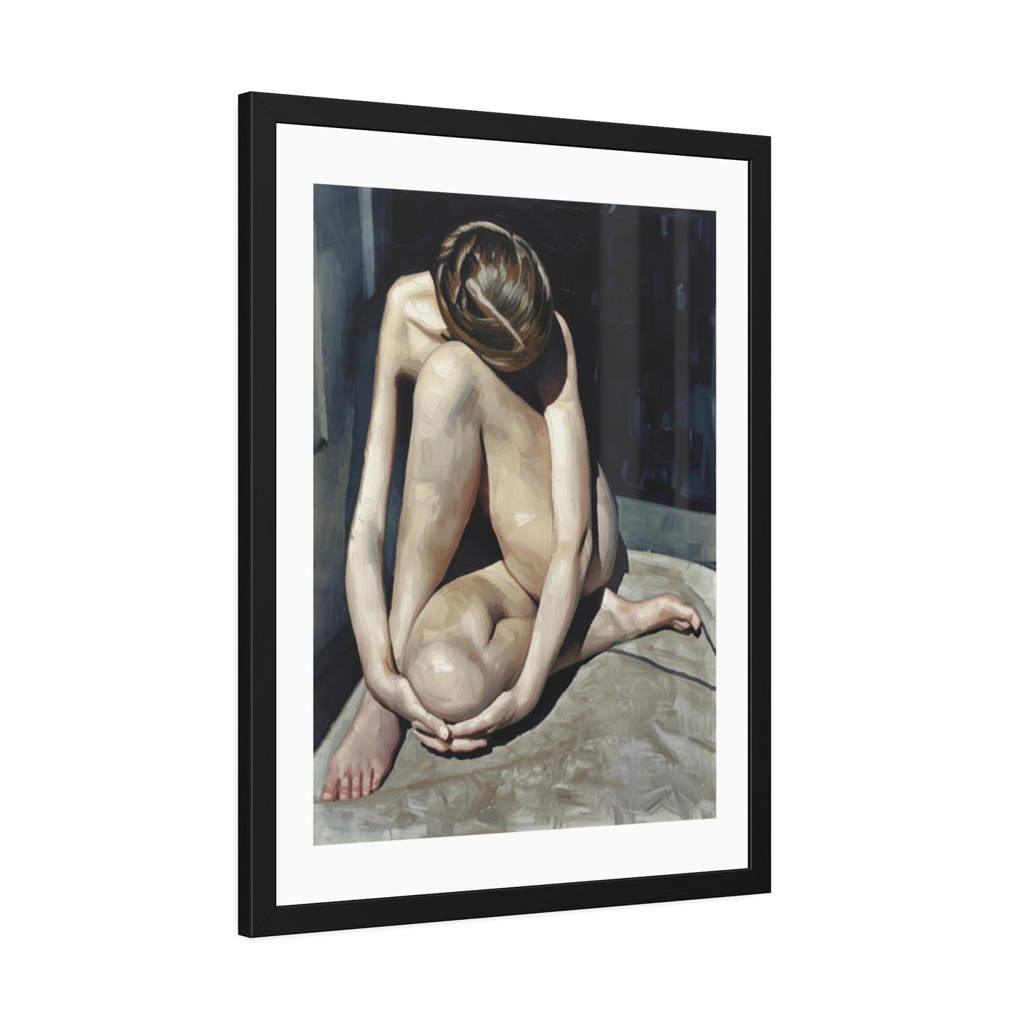 Framed Poster Contemplative Nude Figurative Art Print