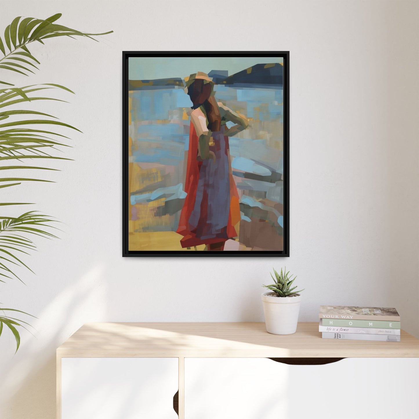 Framed Matte Canvas Print — Coastal Woman Abstract Art