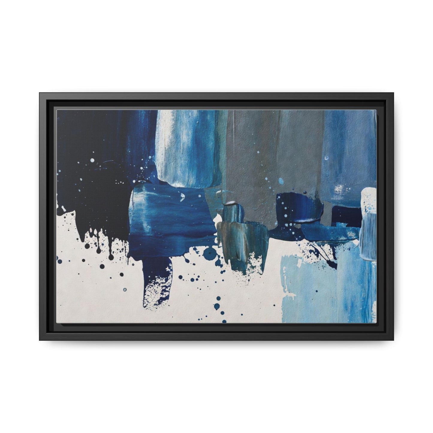 Abstract Blue Ocean Matte Canvas Framed Wall Art