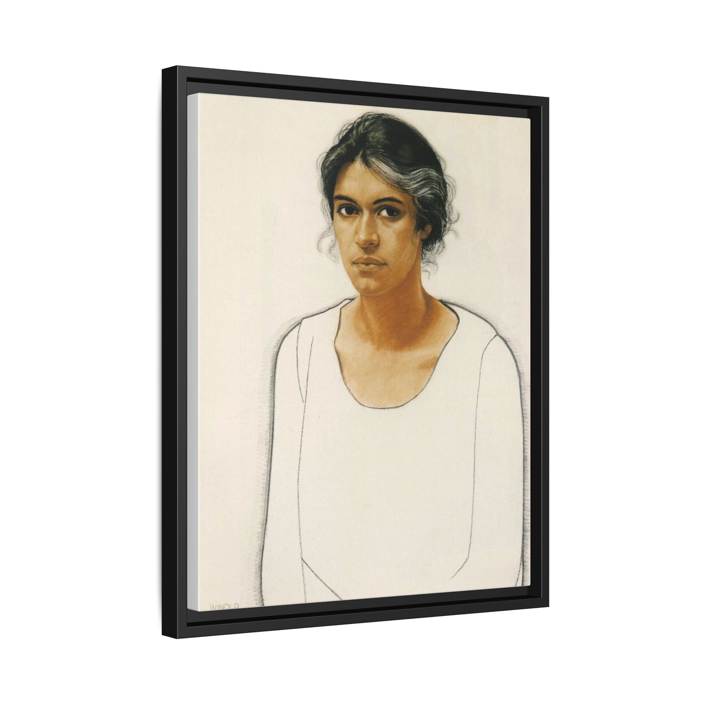 Portrait of a Woman by Winold Reiss Framed Matte Canvas Portrait Print