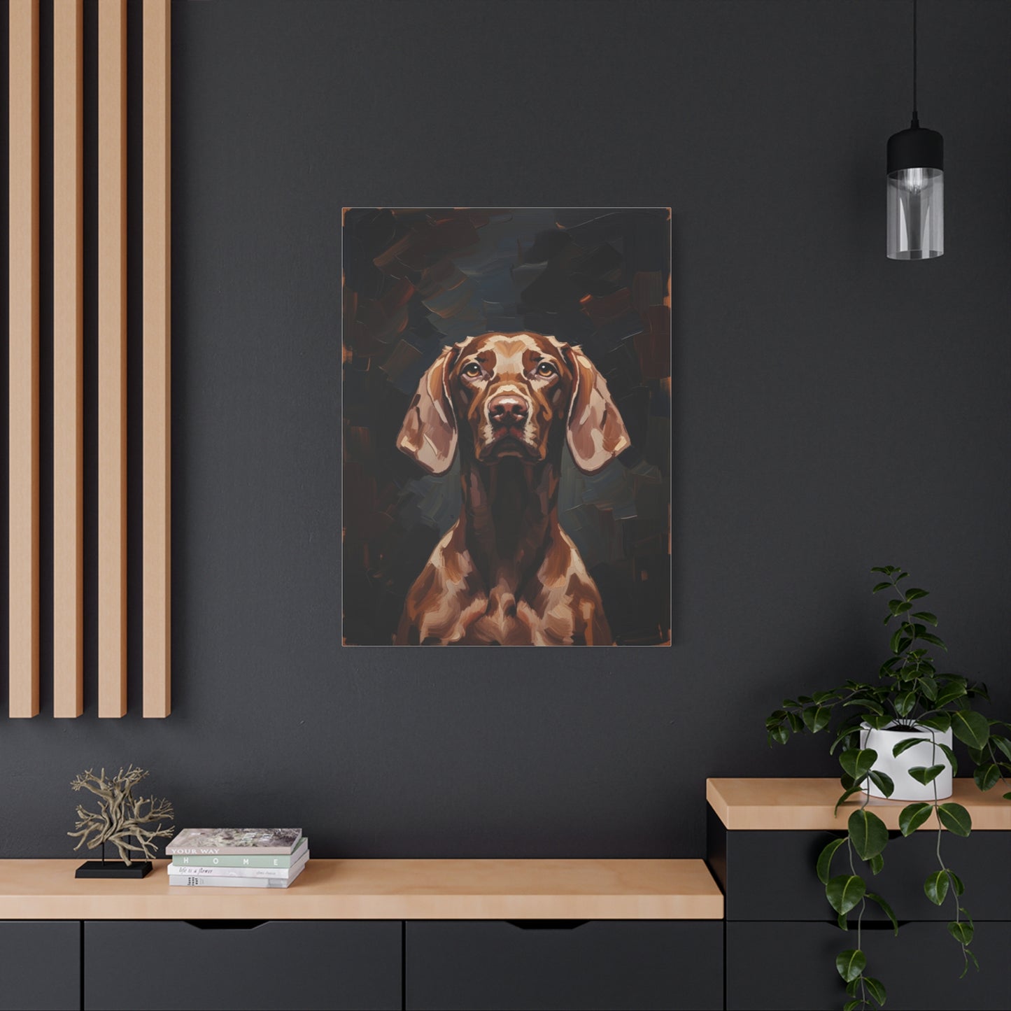 Chocolate Vizsla Canvas Wall Art — Matte Stretched Dog Portrait
