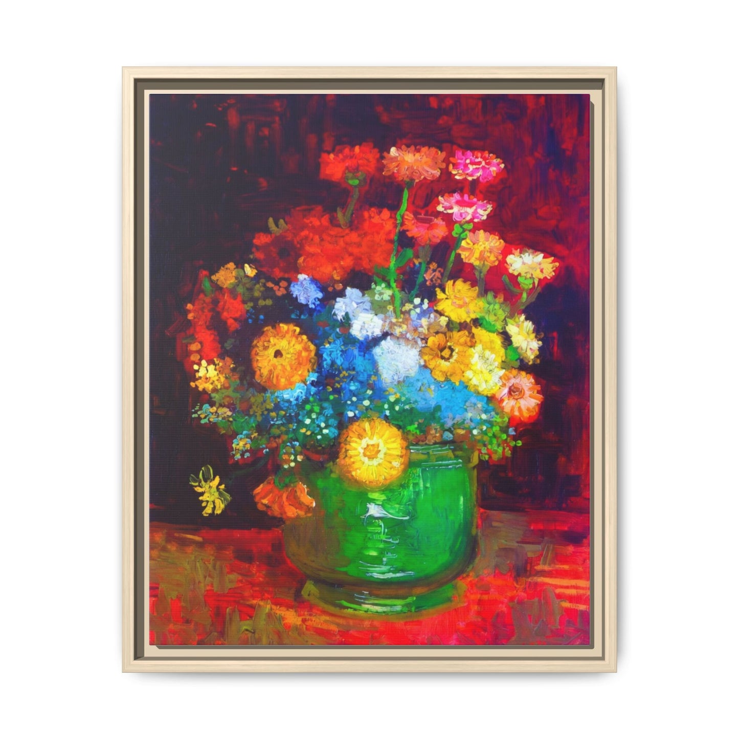 Framed Floral Canvas Print — Colorful Bouquet Wall Art