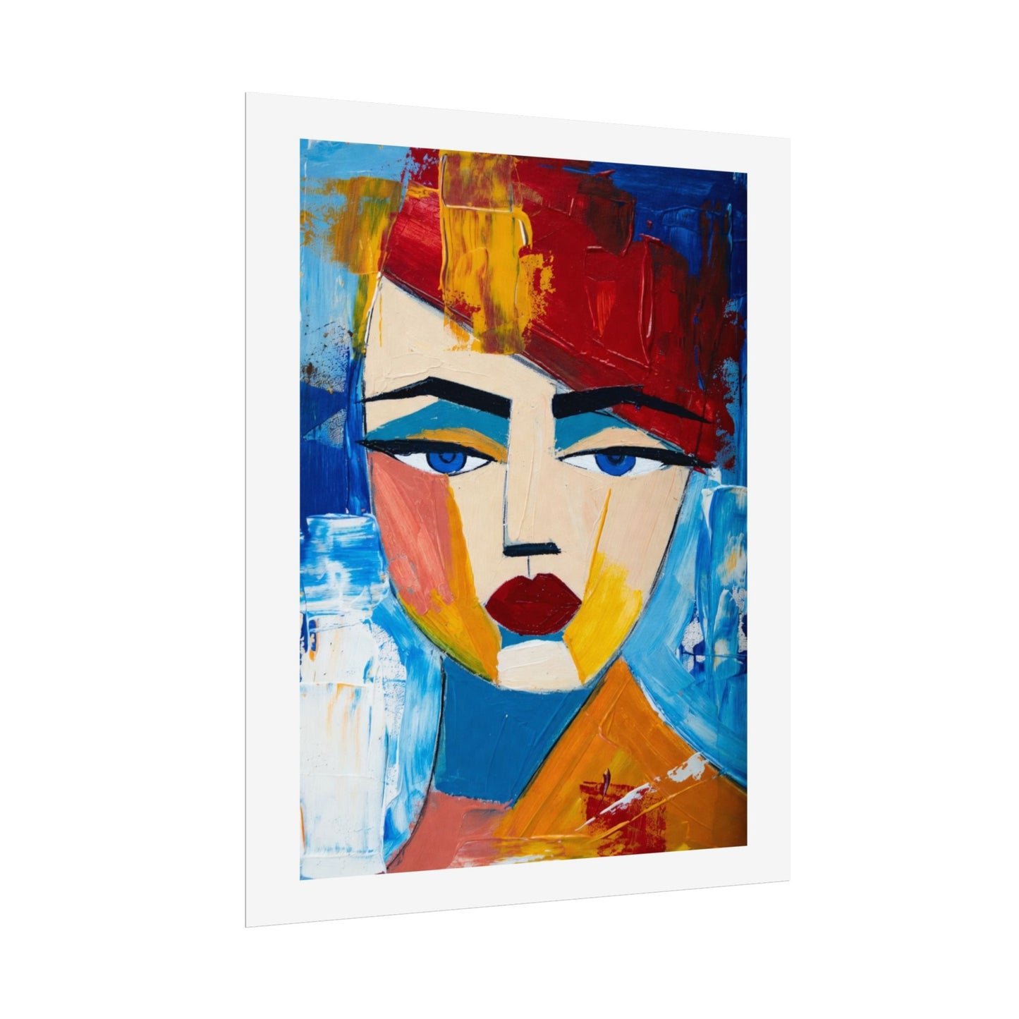 Abstract Colorful Face Poster - Modern Expressionist Rolled Art Print