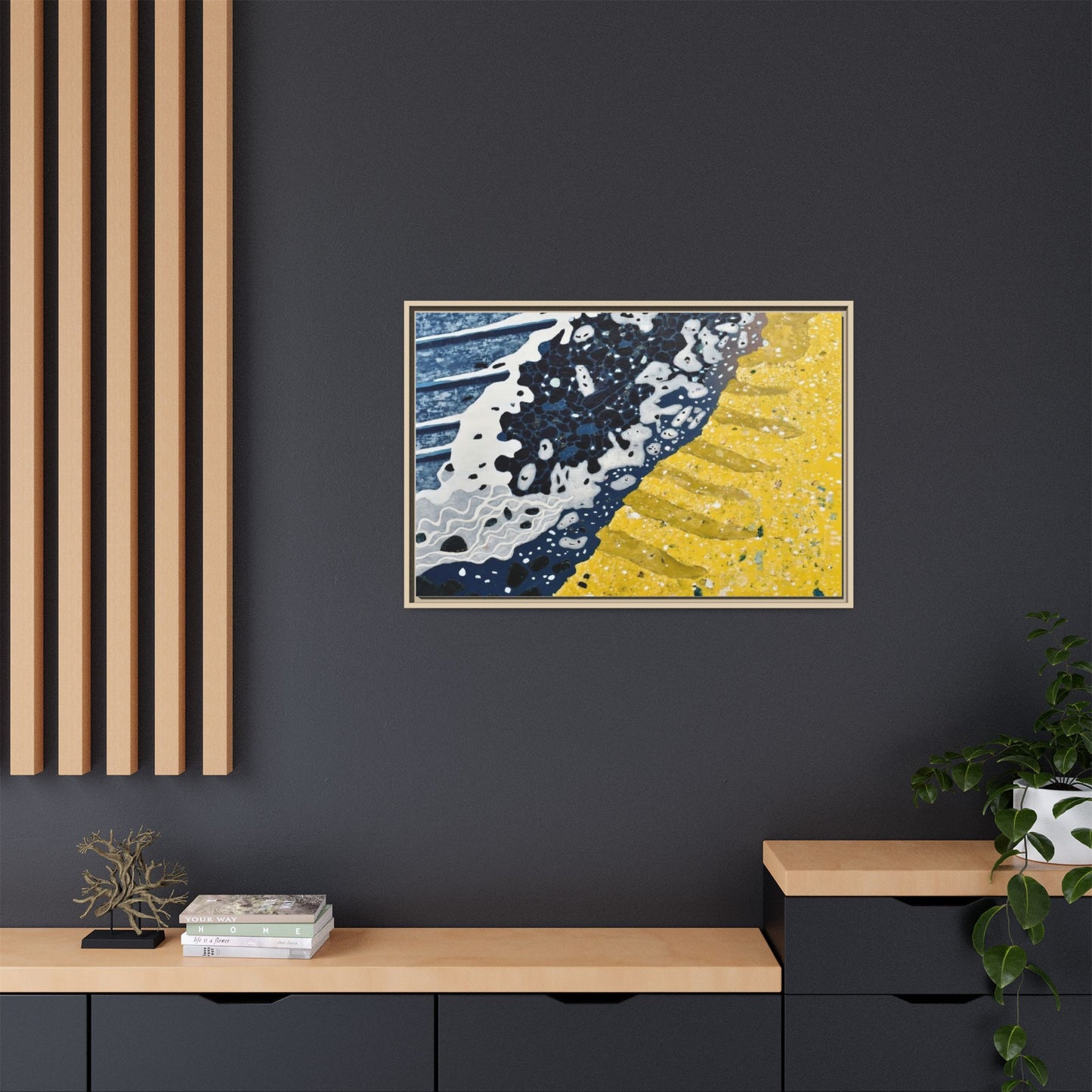 Framed Abstract Ocean & Sand Matte Canvas Print
