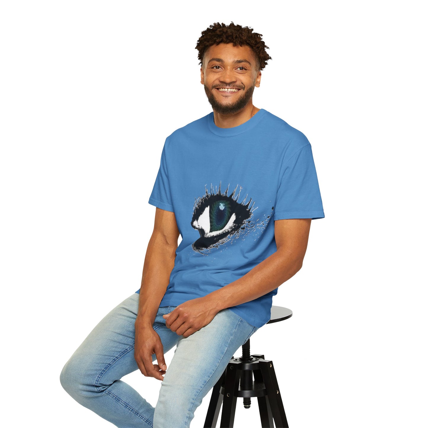 Eye Graphic T-Shirt — Blue Iris Grunge Art Tee