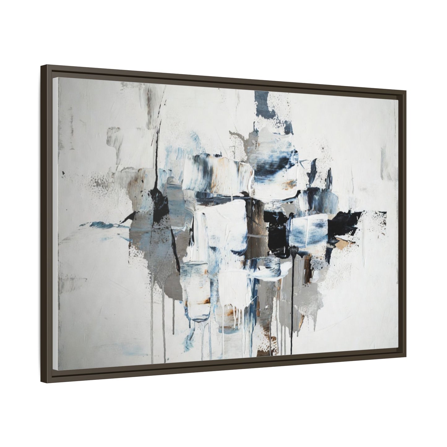 Framed Abstract Canvas Art — Blue Neutral Modern Wall Print