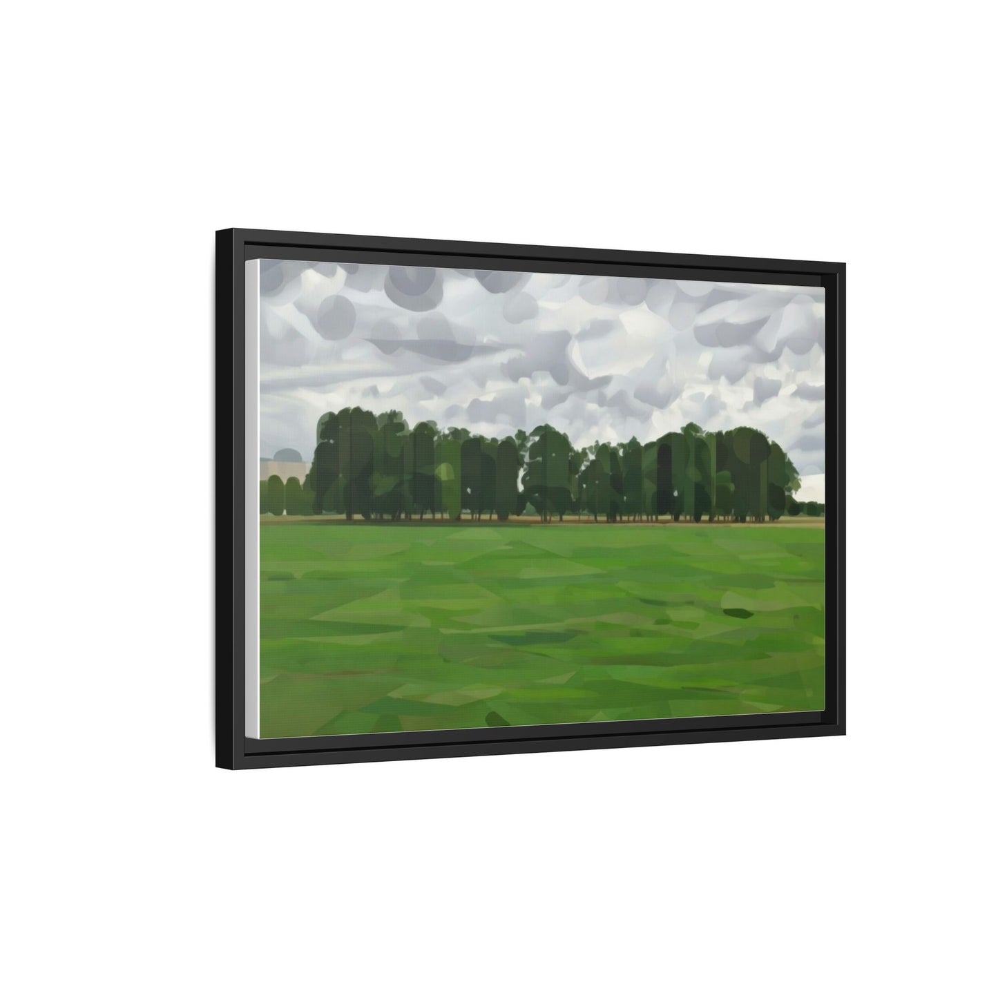 Framed Matte Canvas Print — Minimalist Green Landscape Art