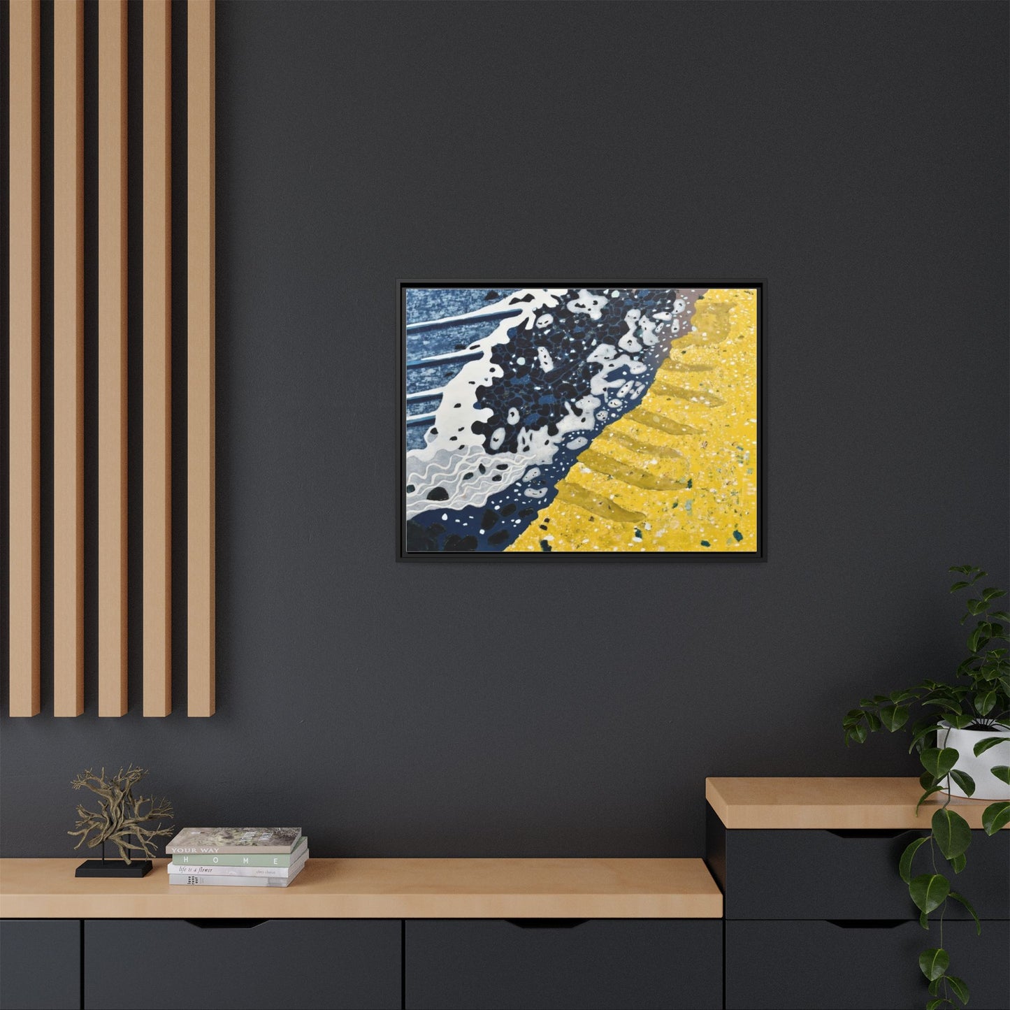 Framed Abstract Ocean & Sand Matte Canvas Print