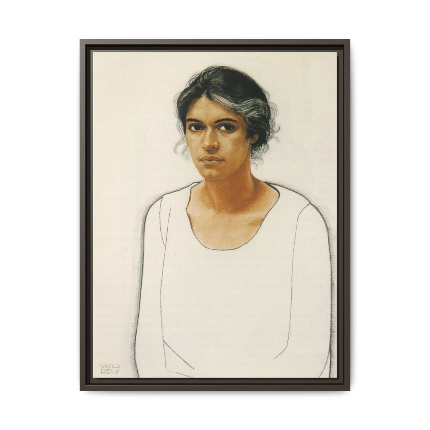 Portrait of a Woman by Winold Reiss Framed Matte Canvas Portrait Print