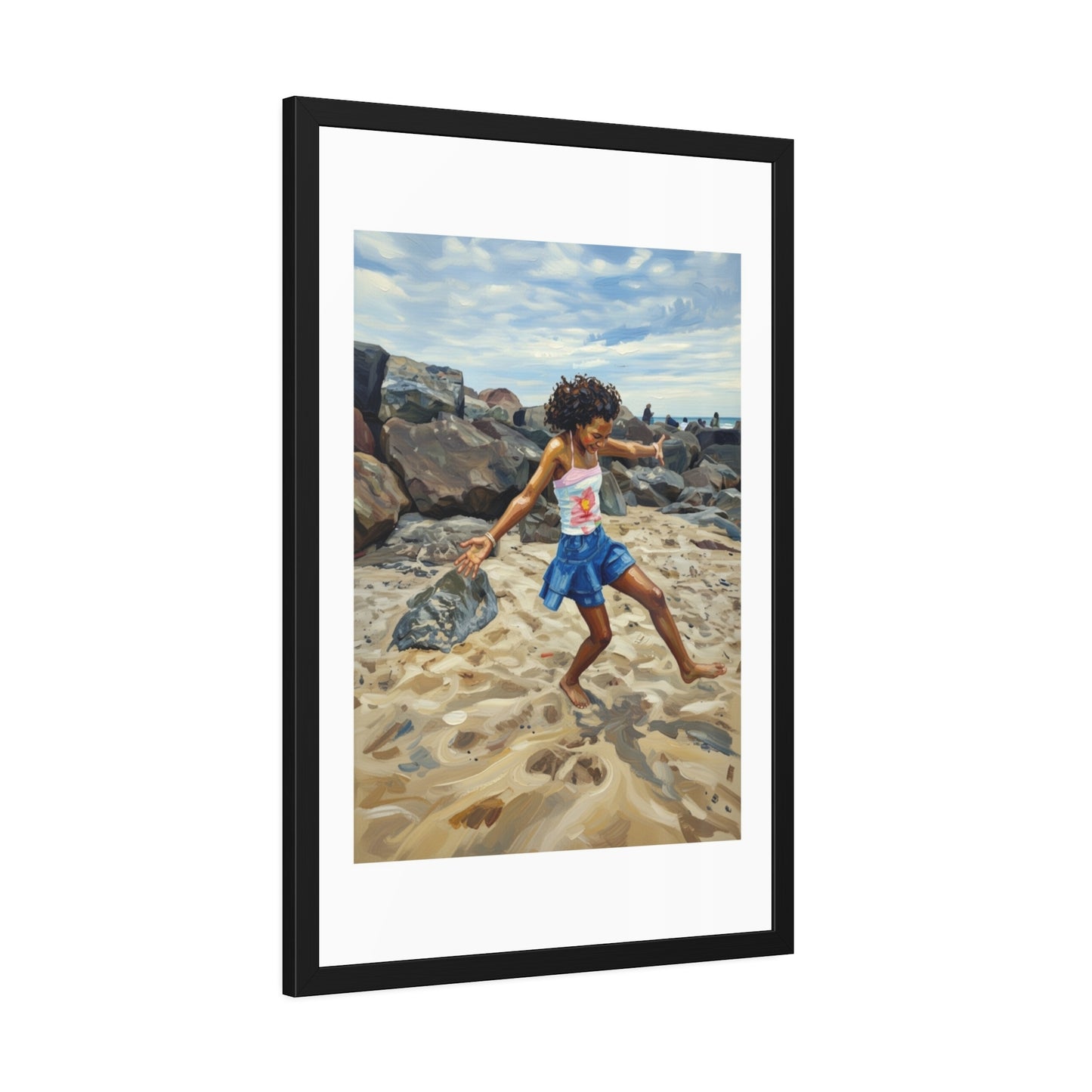 Framed Poster - Joyful Beach Dance Art Print