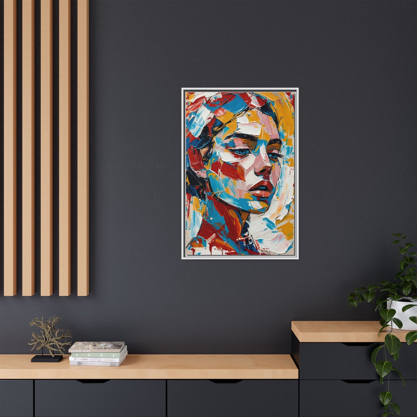 Colorful Abstract Portrait Framed Canvas Print