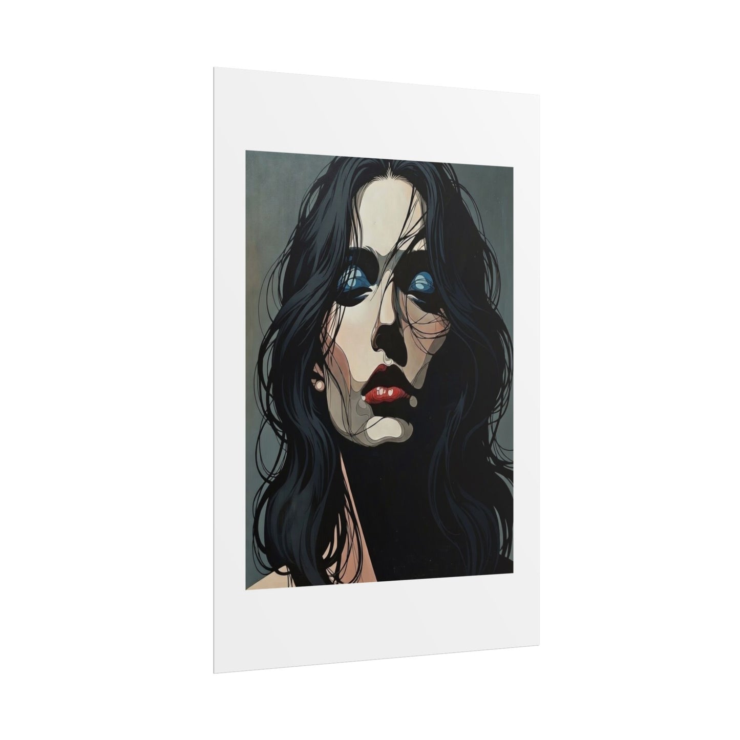 Rolled Poster — Moody Portrait Art Print (Dark Femme, Blue Eyeshadow)