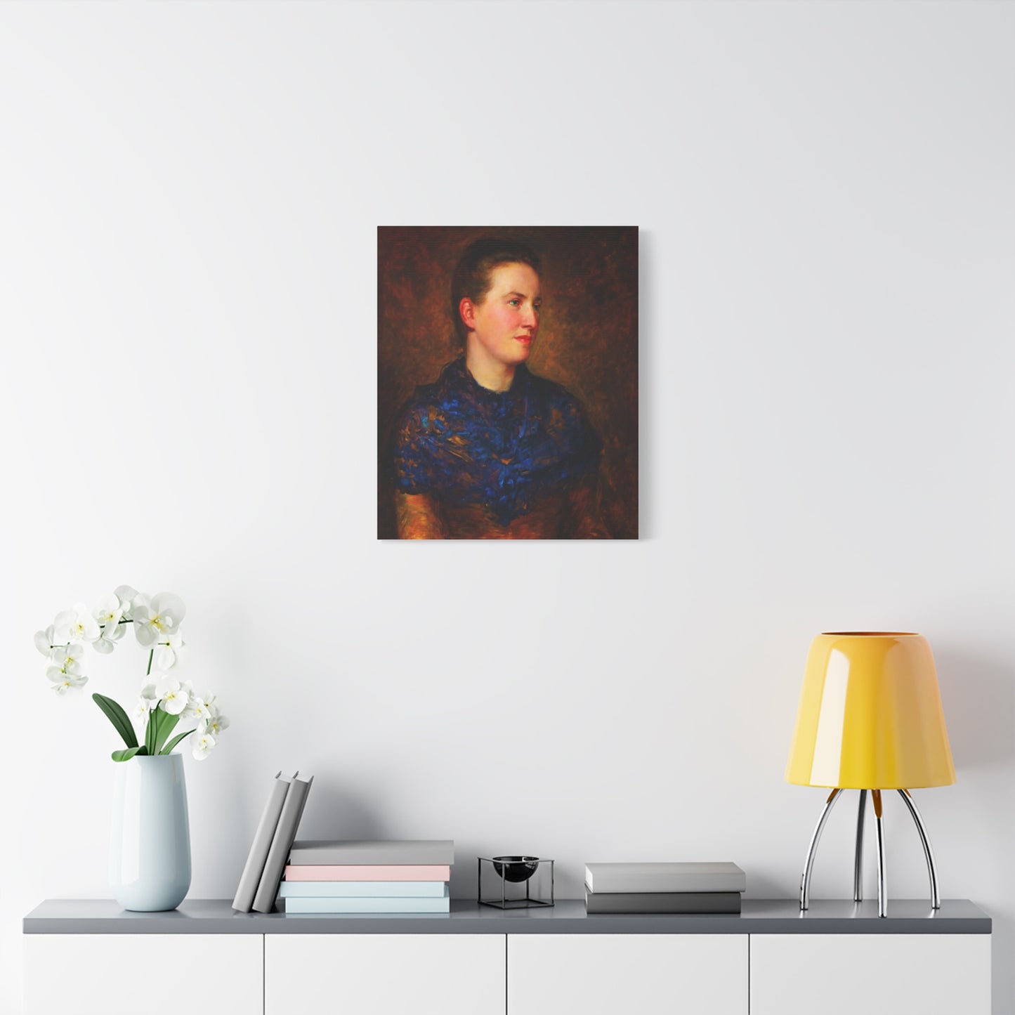 Portrait Canvas Print — Vintage Woman Oil Painting on Stretched Matte Canvas