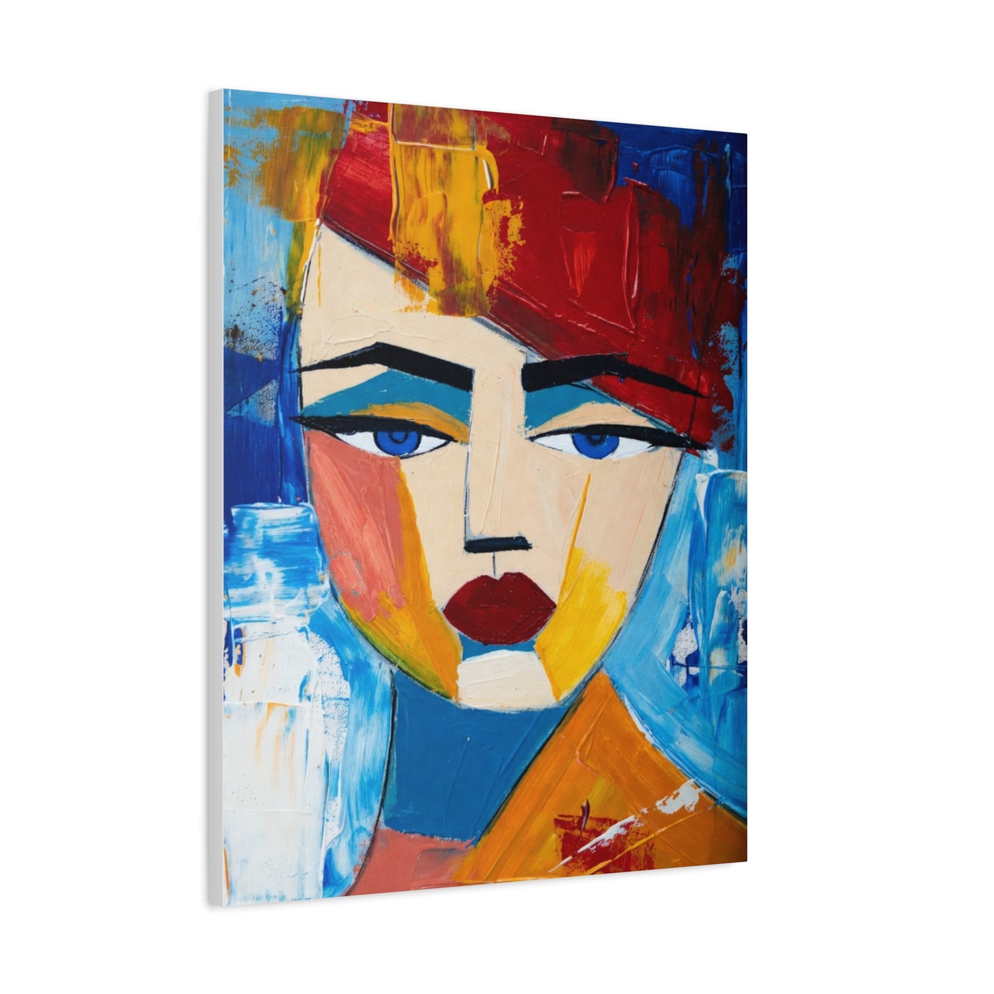 Abstract Colorful Face Matte Canvas Print — Modern Pop Art Portrait