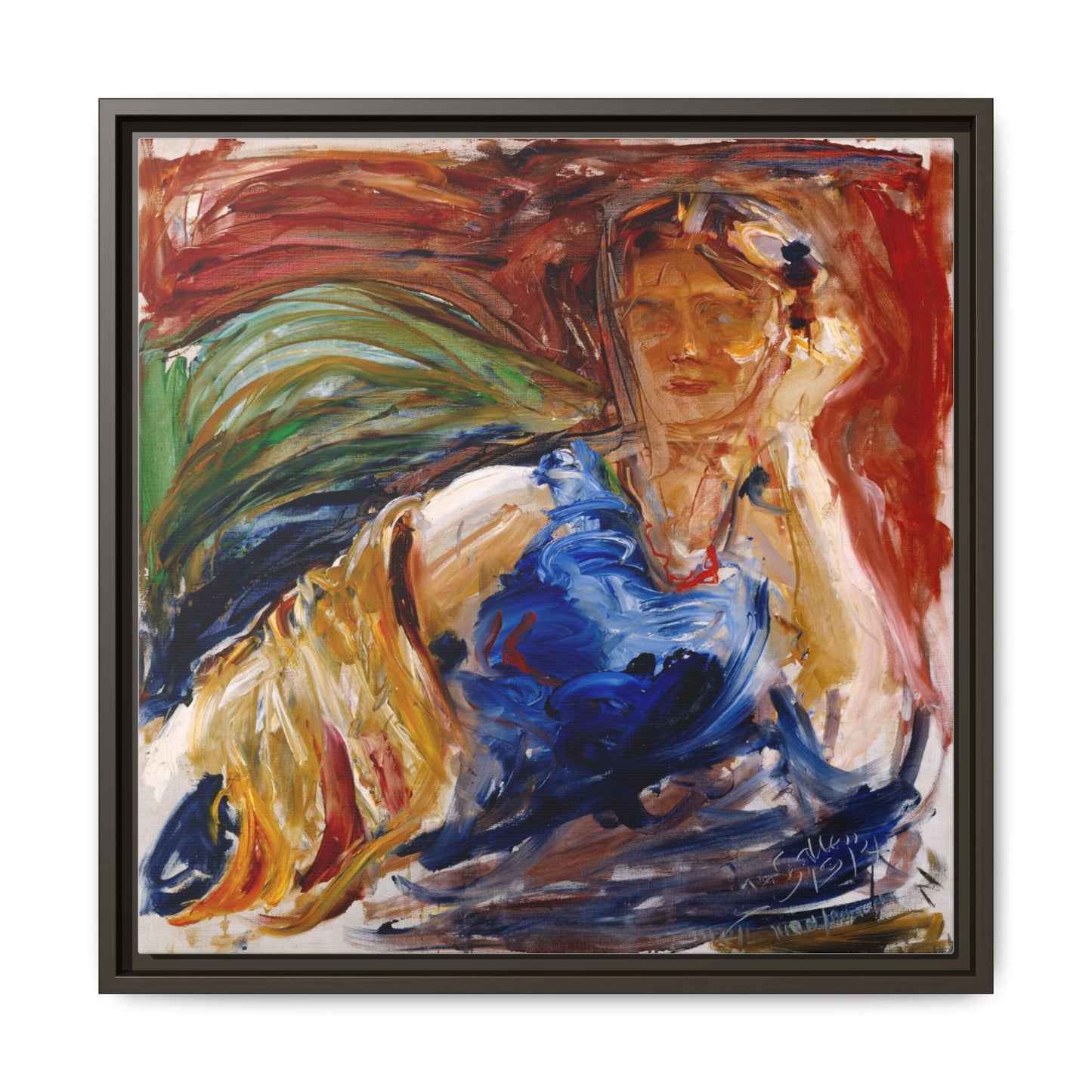 Portrait of hyllis Sjostrom by Akseli Gallen-Kallela Canvas Matte Framed Wall Art Print