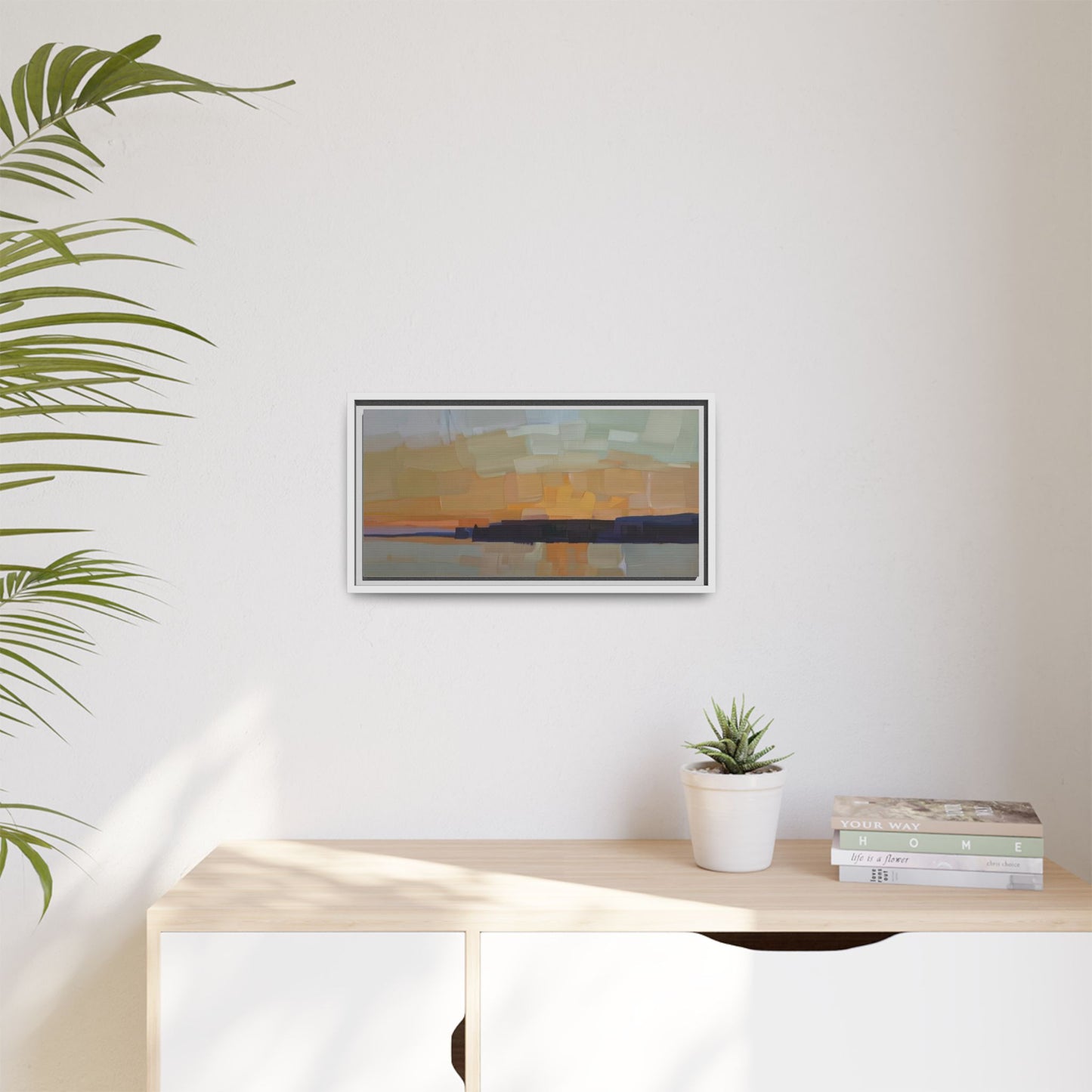 Framed Matte Canvas Sunset Abstract Landscape Art Print